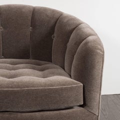 Pair of Mid-Century Modern Swiveling Barrel/ Button Back Chairs by Ward Bennett
