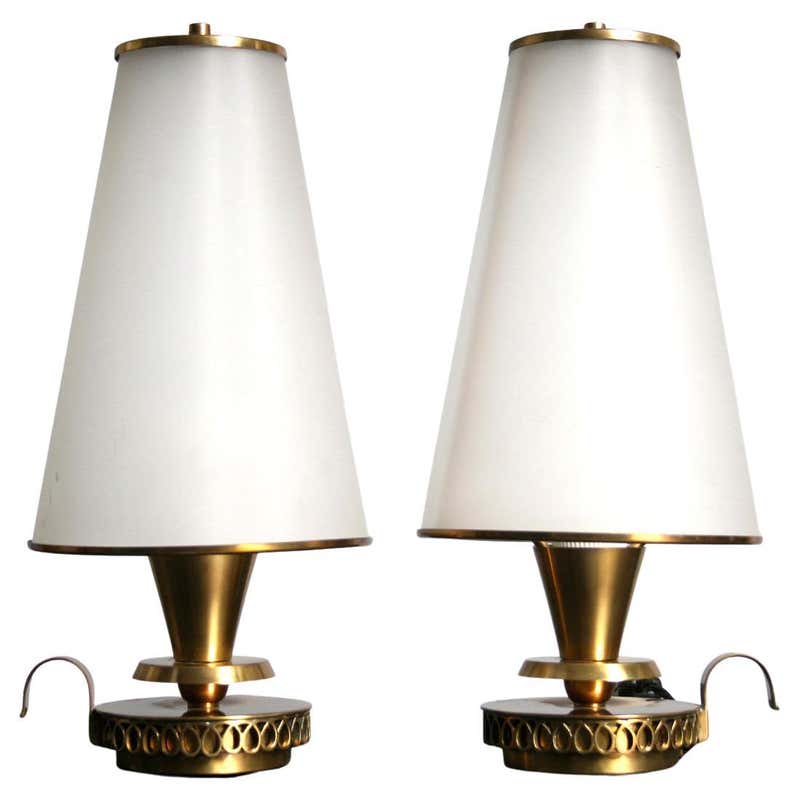 Mid-Century Modern Brass and Glass Table Lamp Attributed to Arteluce ...