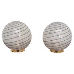 Pair of Mid-Century Modern Table Lamps Attributed to Venini, Murano, circa 1970