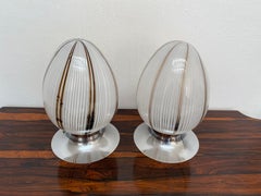Pair of Mid-Century Modern Table Lamps Attributed to Venini, Murano, circa 1980