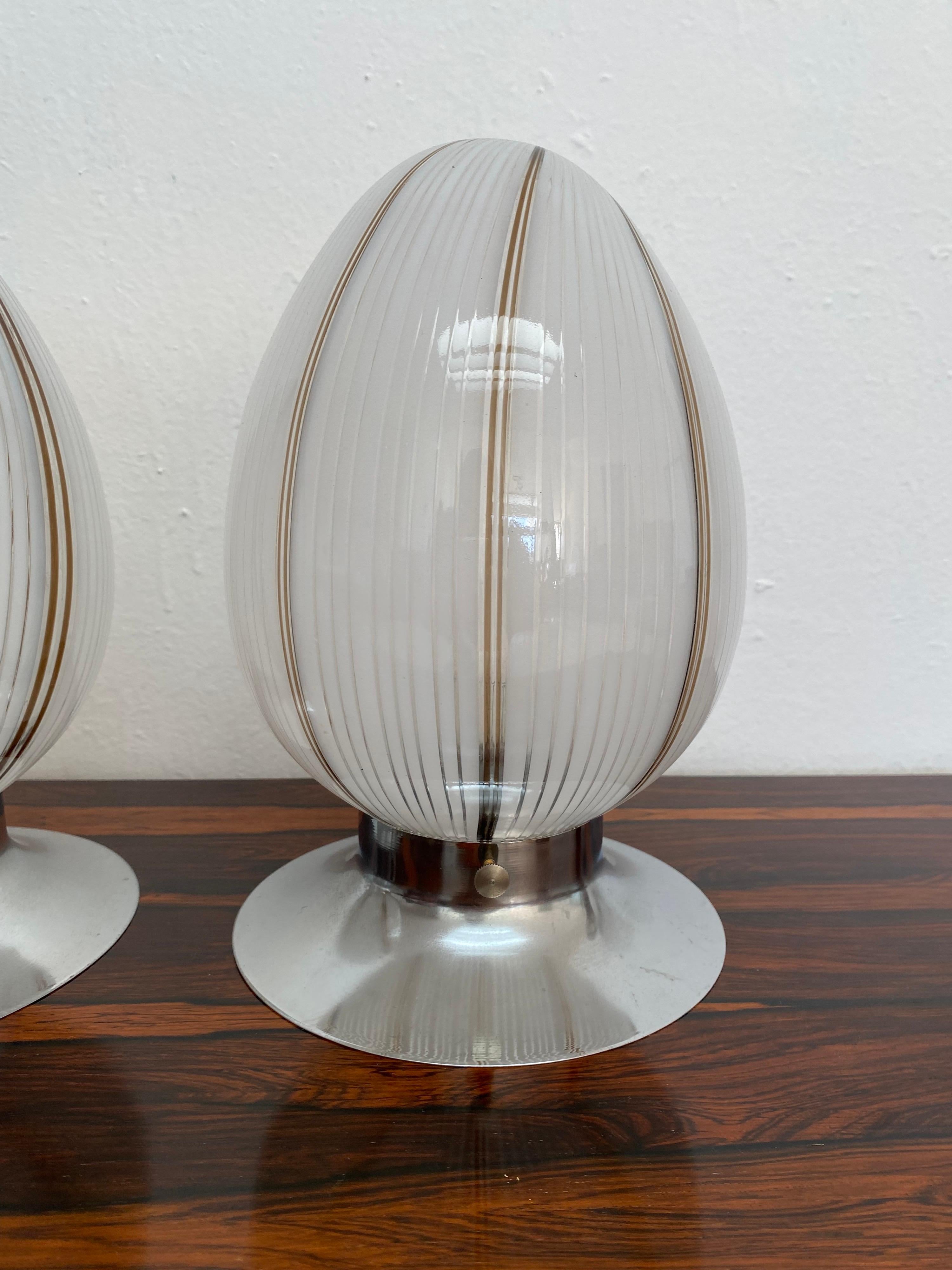 Pair of Mid-Century Modern Table Lamps Attributed to Venini, Murano, circa 1980 In Good Condition For Sale In Merida, Yucatan