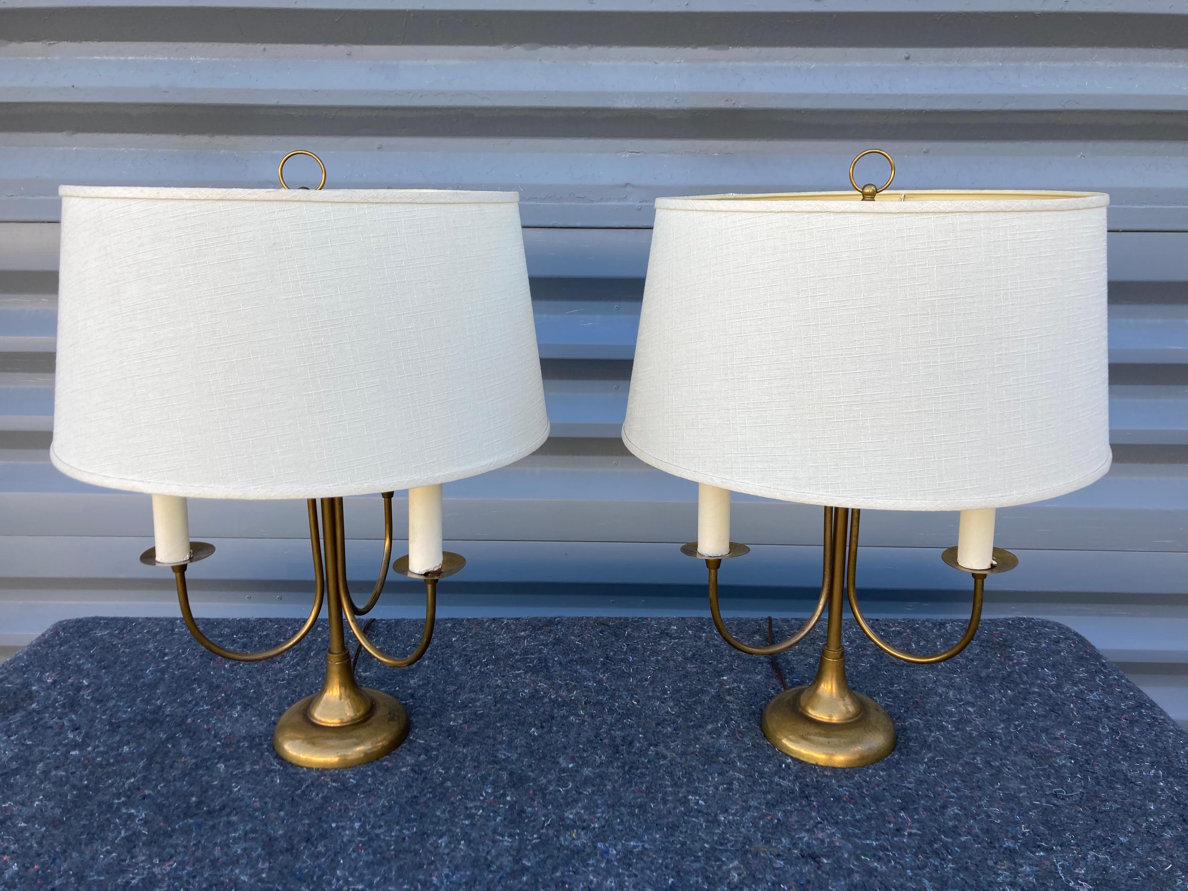 Mid-20th Century Pair of Mid-Century Modern Table Lamps, Brass, USA, 1950s For Sale