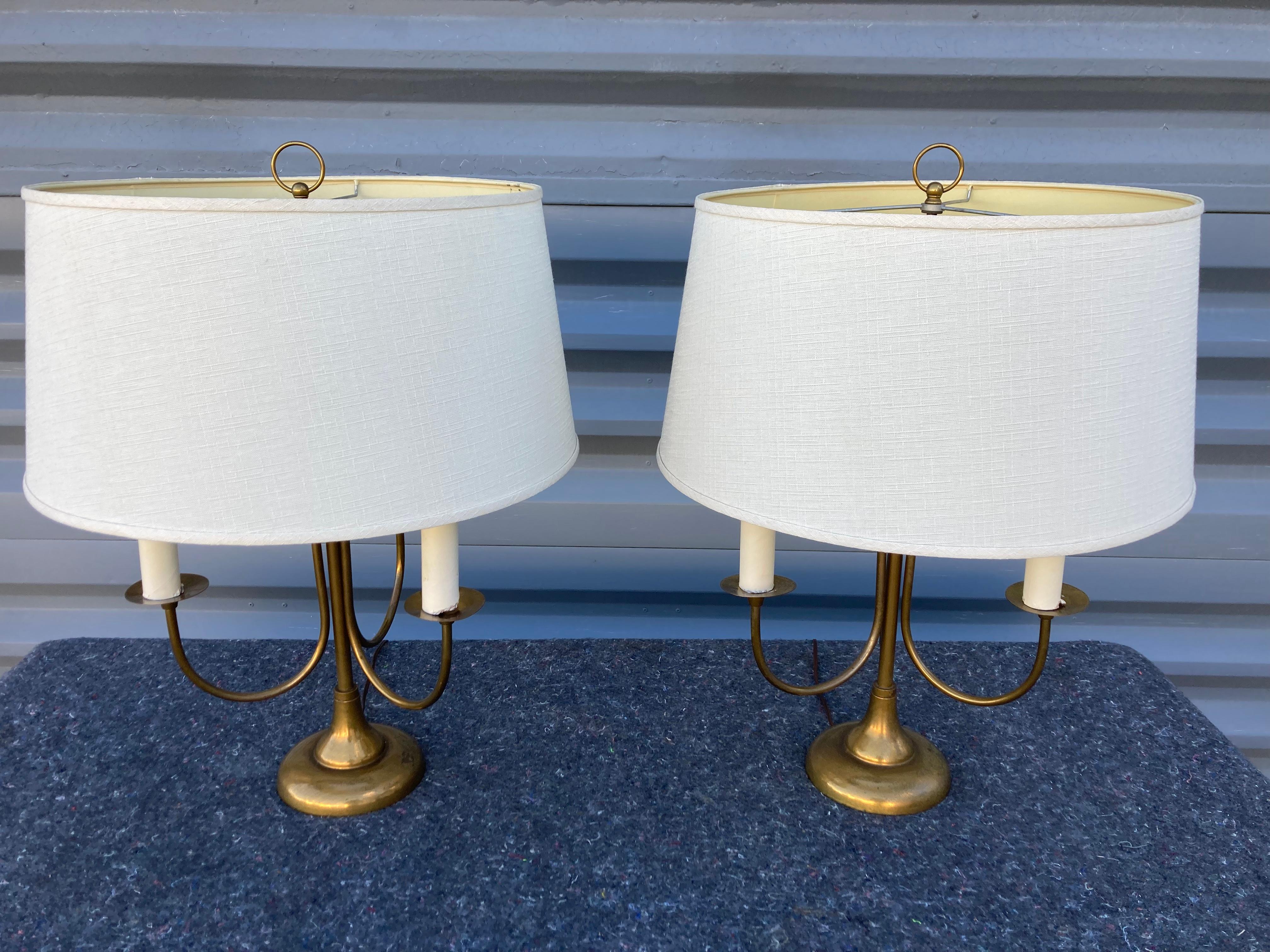 Métal Paire de Lampes de Table Modernes Milieu de Siècle en Laiton, États-Unis, Années 1950 en vente