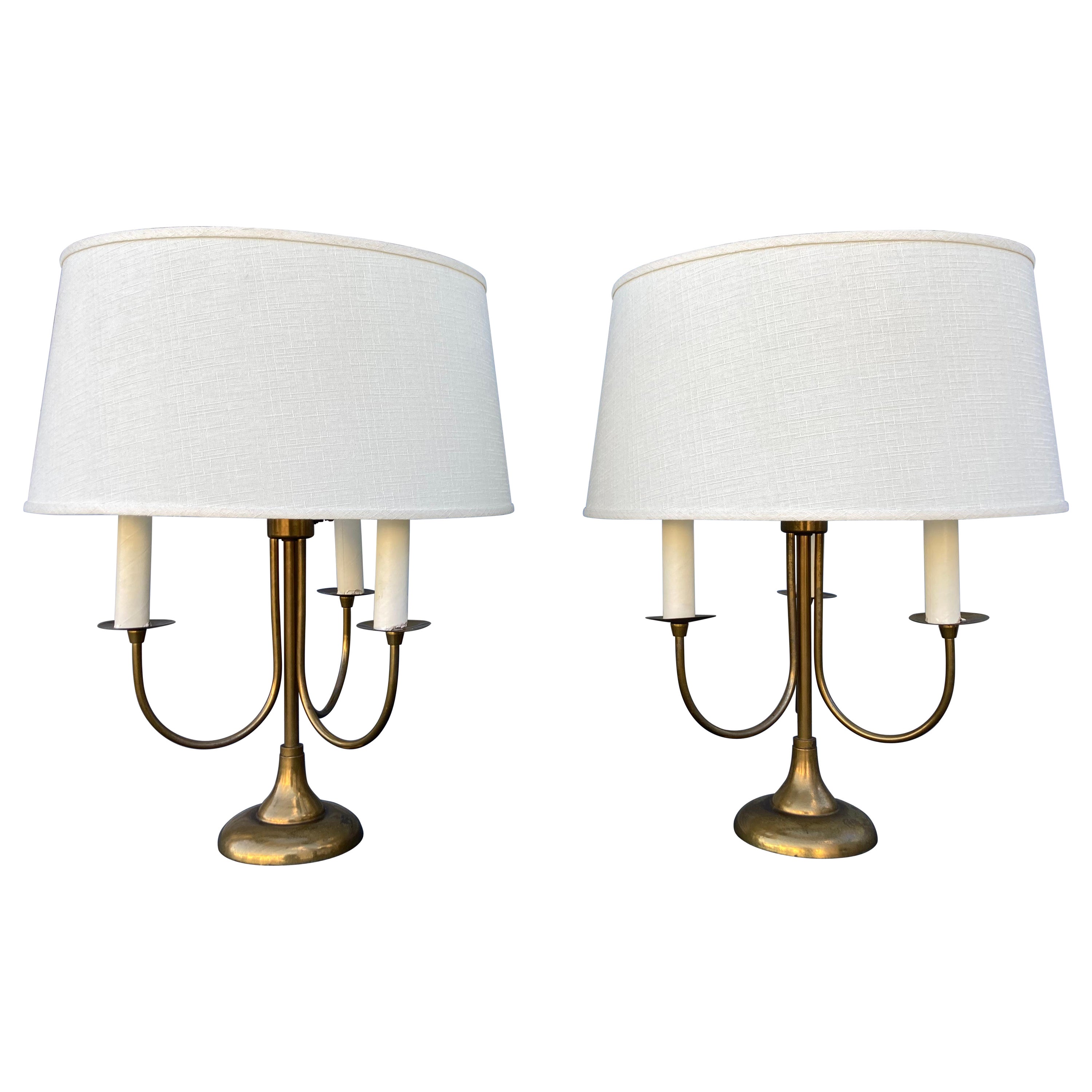 Pair of Mid-Century Modern Table Lamps, Brass, USA, 1950s