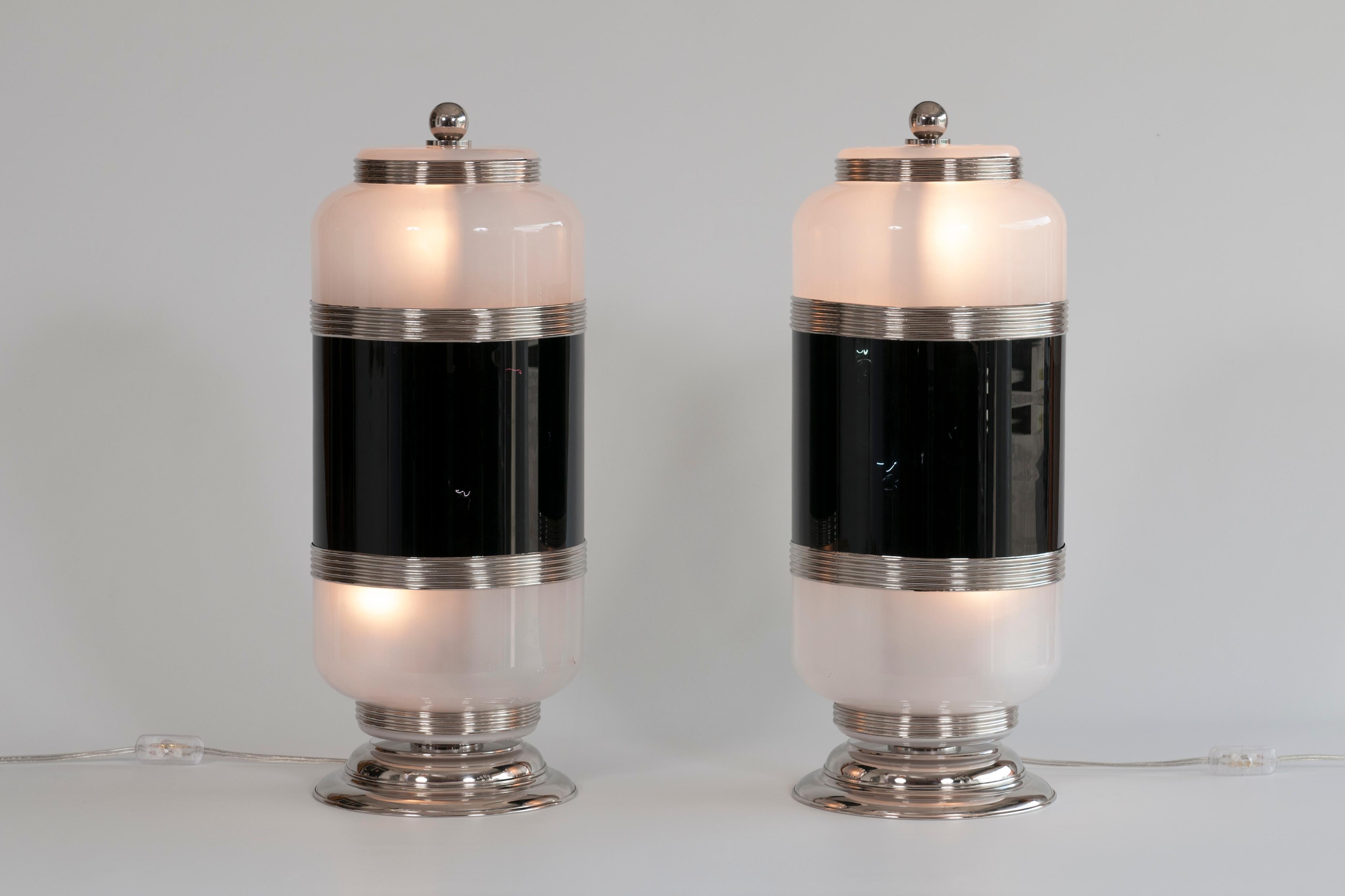 Paar moderne Tischlampen aus der Mitte des Jahrhunderts von Giovanni Dalla Fina, Murano, Italien im Angebot 9