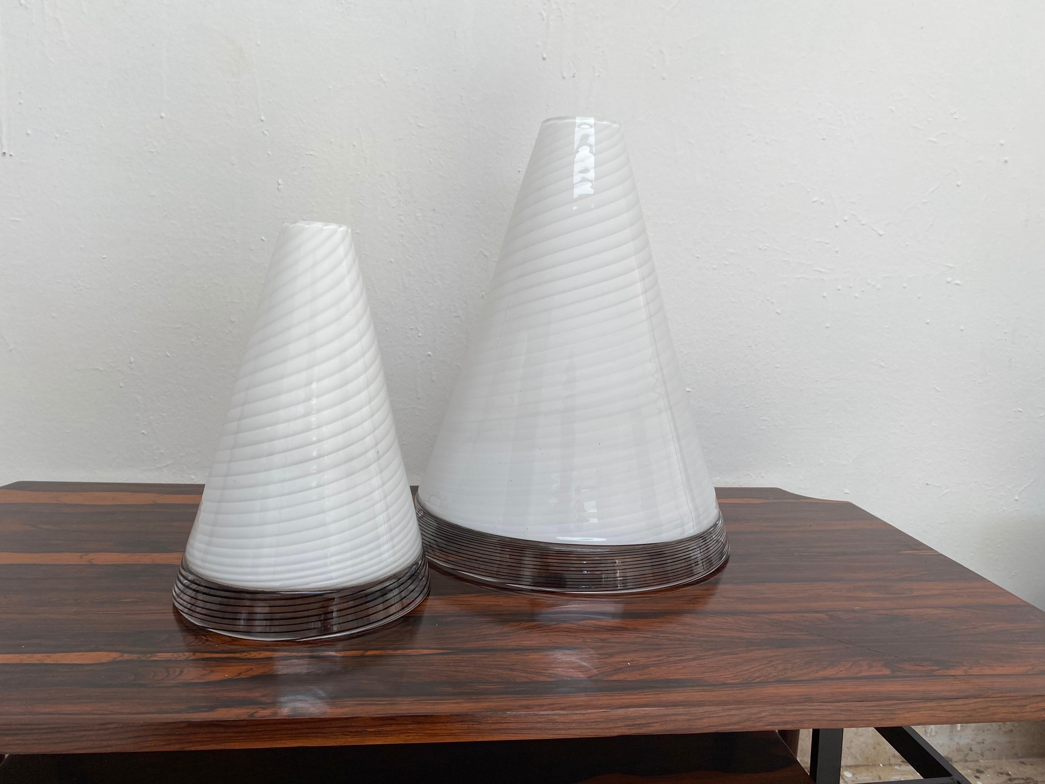 Murano Glass Pair of Mid-Century Modern Table Lamps by Giusto Toso, Murano Italy, ca.1970 For Sale