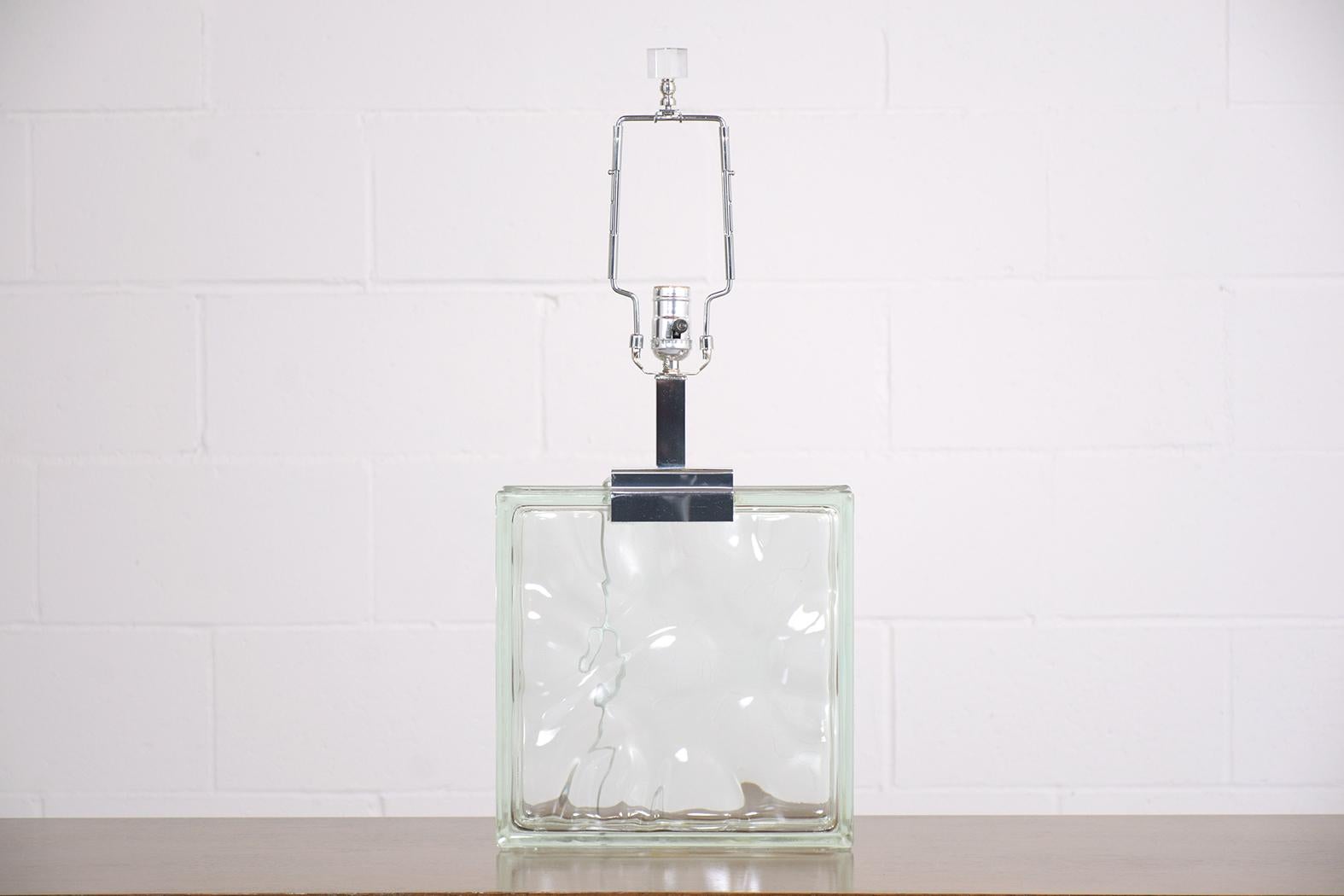 Late 20th Century Pair of 1970s Raymor Mid-Century Modern Table Lamps: Symphony in Glass & Chrome