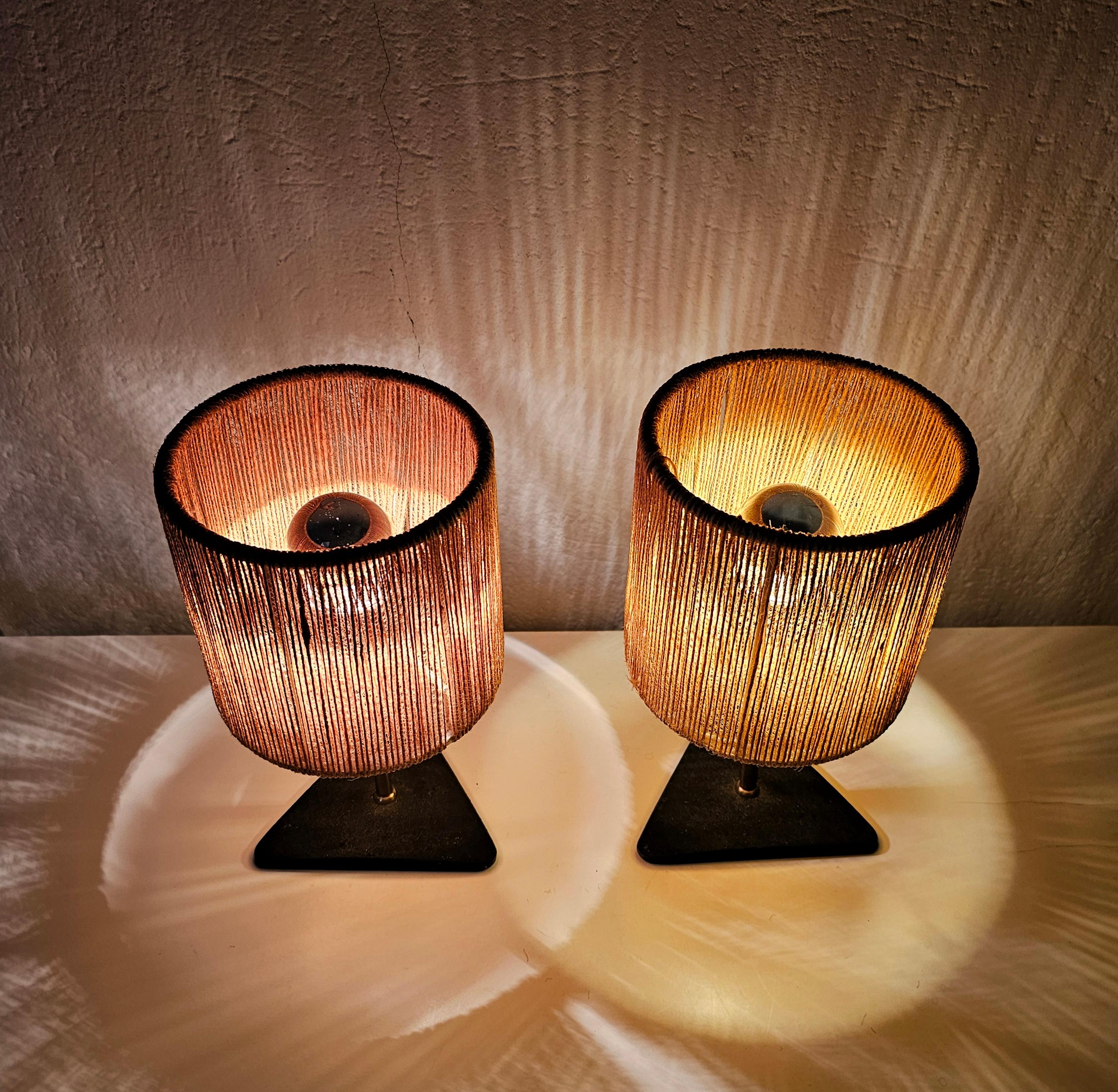 Austrian Pair of Mid Century Modern Table Lamps in style of Carl Aubock, Austria 1940s For Sale