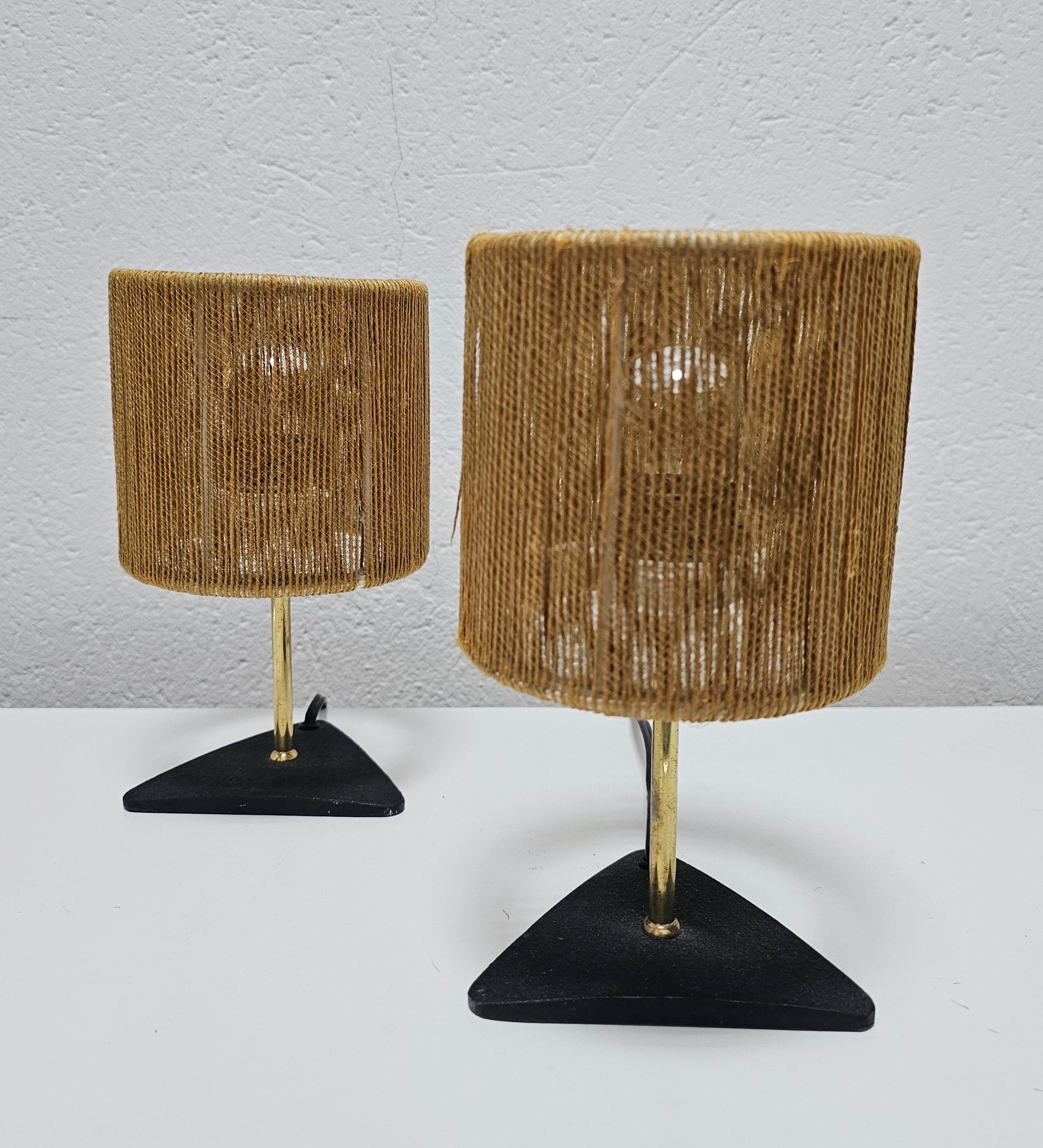 Pair of Mid Century Modern Table Lamps in style of Carl Aubock, Austria 1940s In Good Condition For Sale In Beograd, RS