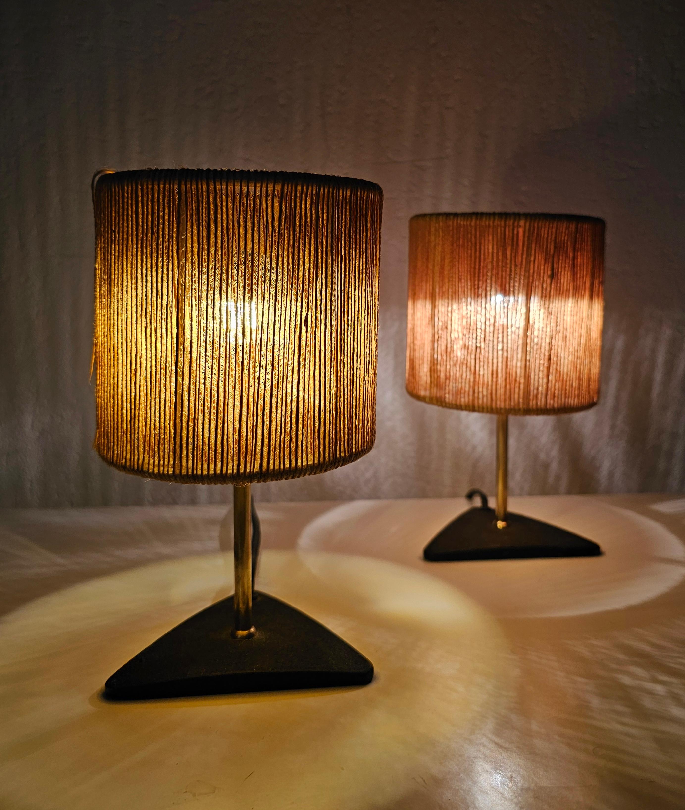 Mid-20th Century Pair of Mid Century Modern Table Lamps in style of Carl Aubock, Austria 1940s For Sale