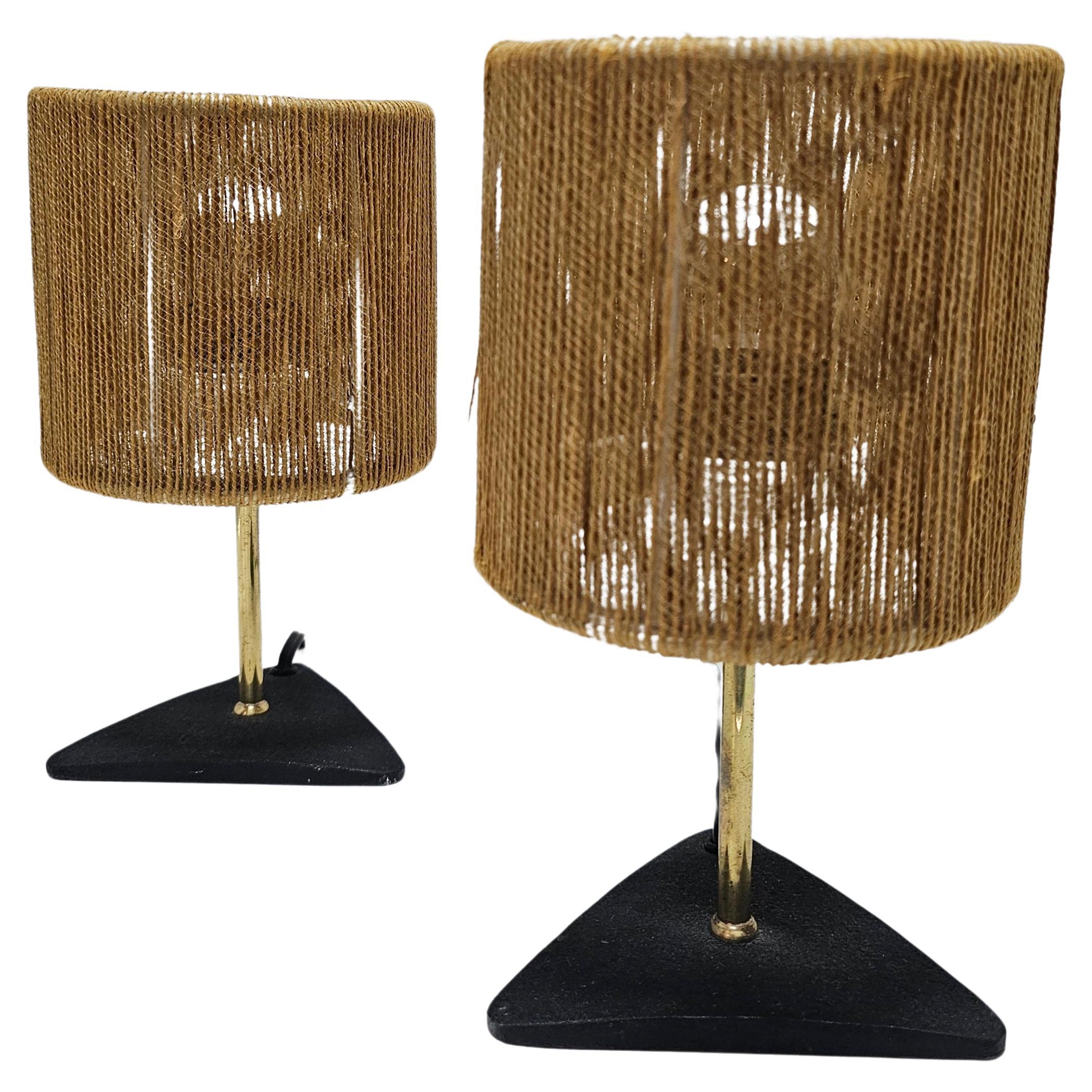 Pair of Mid Century Modern Table Lamps in style of Carl Aubock, Austria 1940s For Sale
