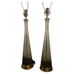 Pair of Mid-Century Modern Tall Bottle Shaped Murano Table Lamps