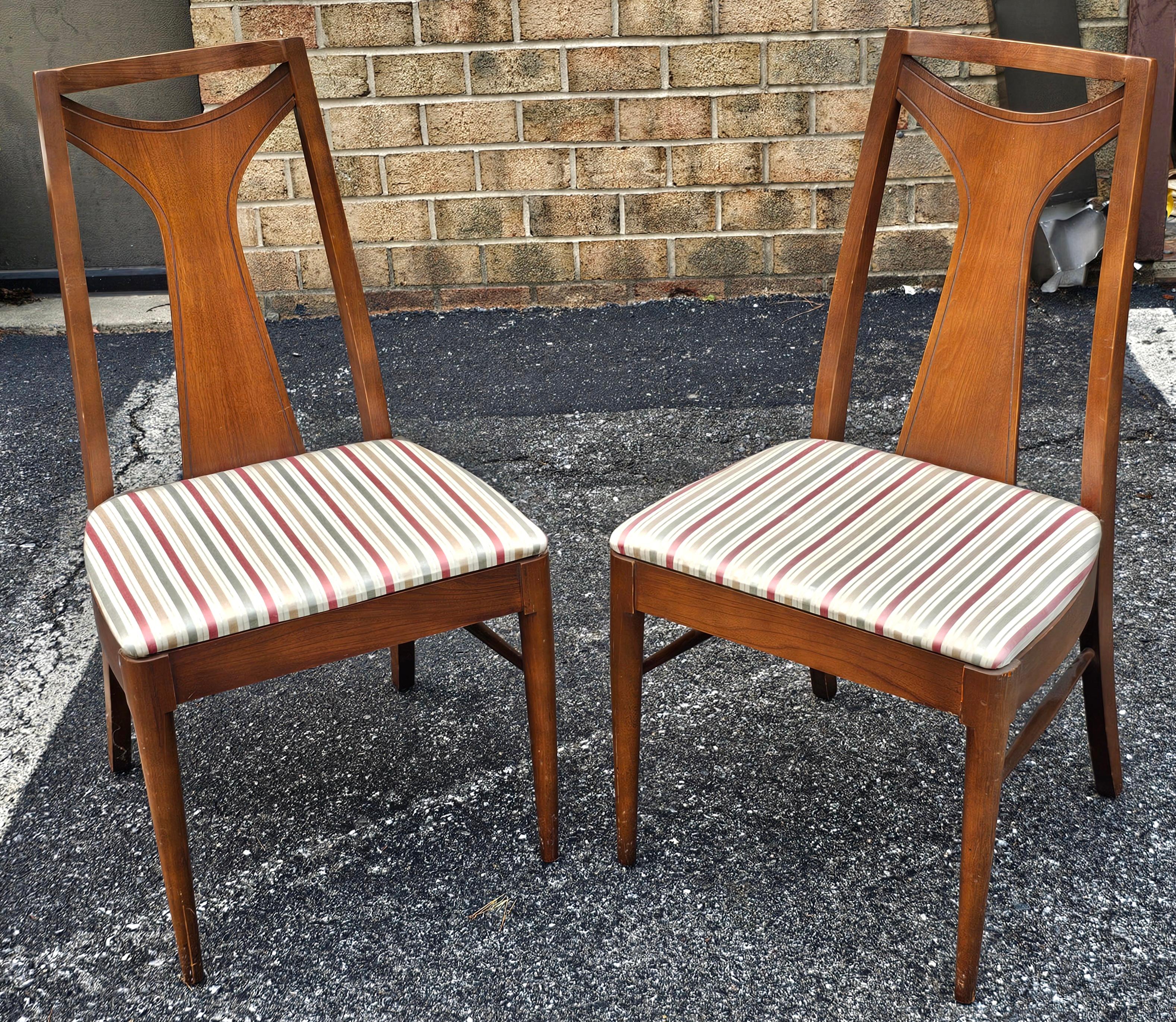 A Pair of Mid Century Scandinavian Modern style Teak and Upholstered Seat Side Chairs
Measures 18