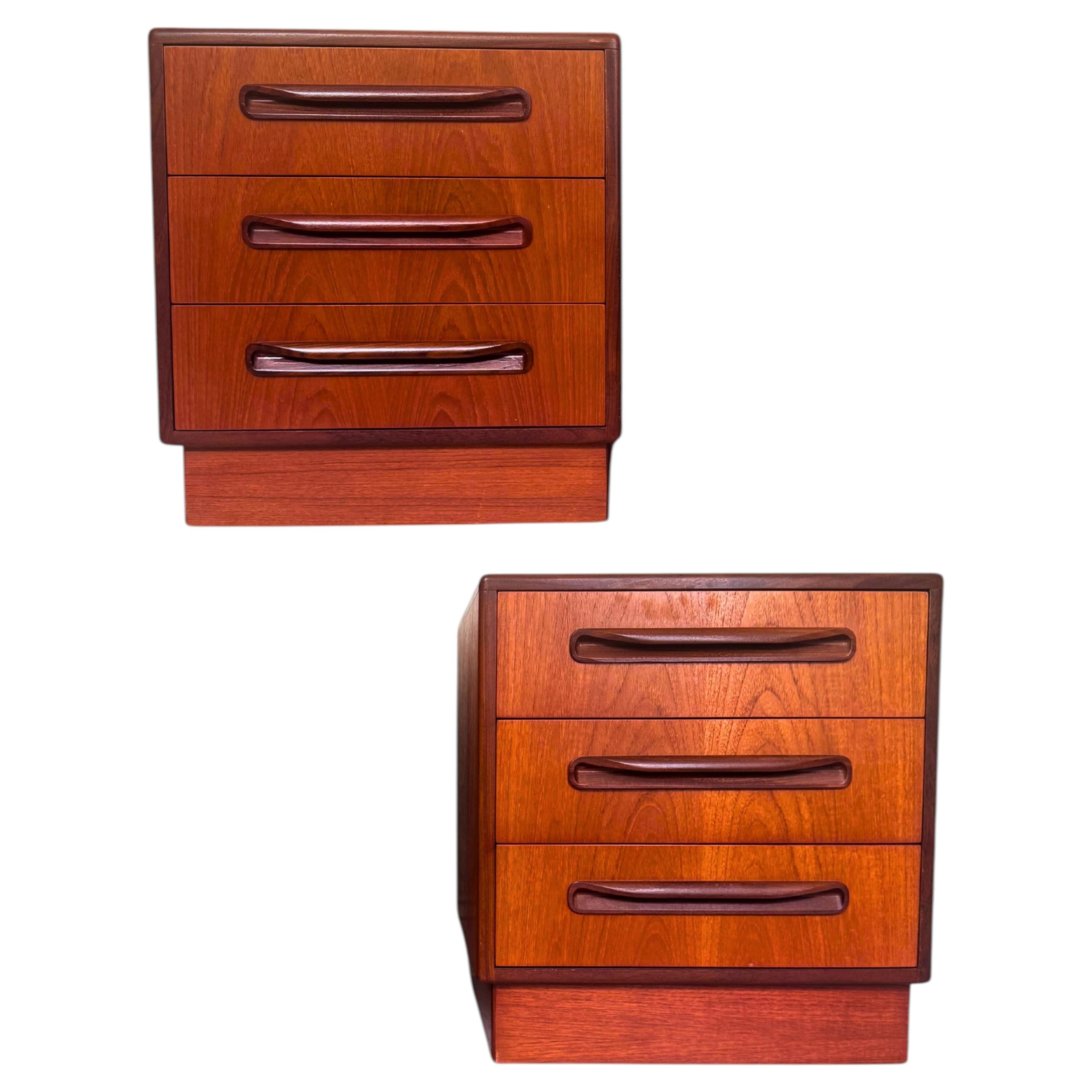 Pair of Mid-Century Modern Teak Bedside Cabinets by E. Gomme for G Plan England For Sale