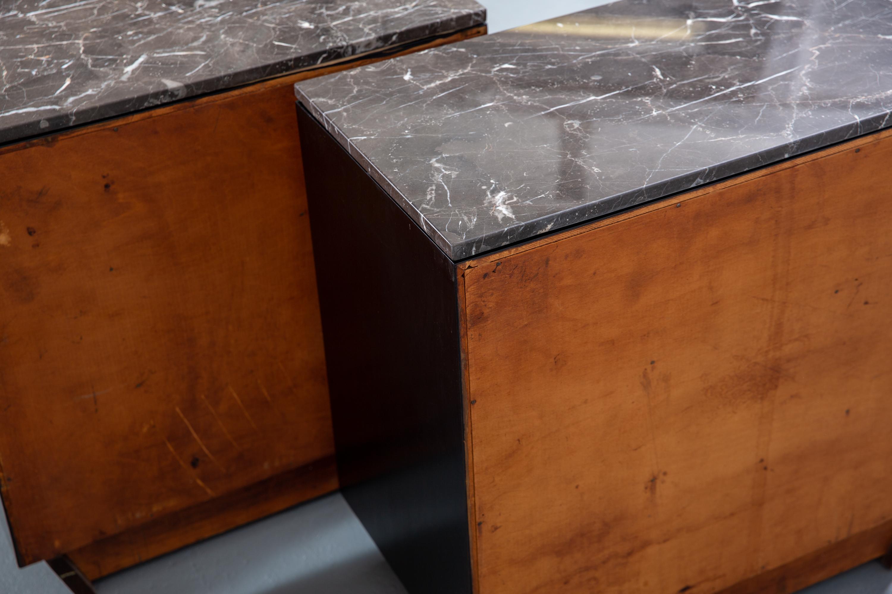 Mid-20th Century Pair of Mid-Century Modern Teak Chests with Marble Tops For Sale