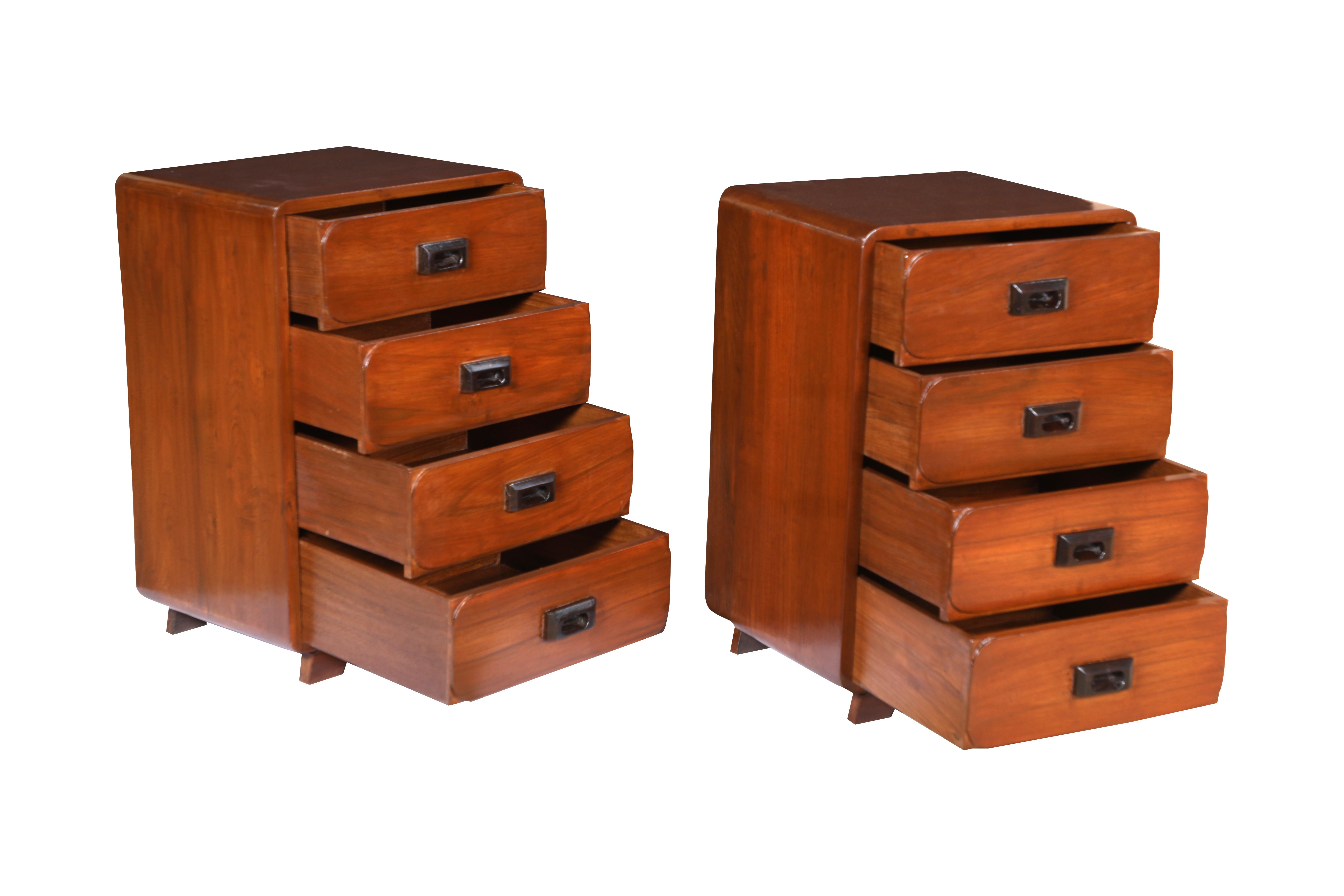 Pair of Mid-Century Modern Teak Side or End Tables with Ebonized Drawer Pulls In Good Condition In Nantucket, MA