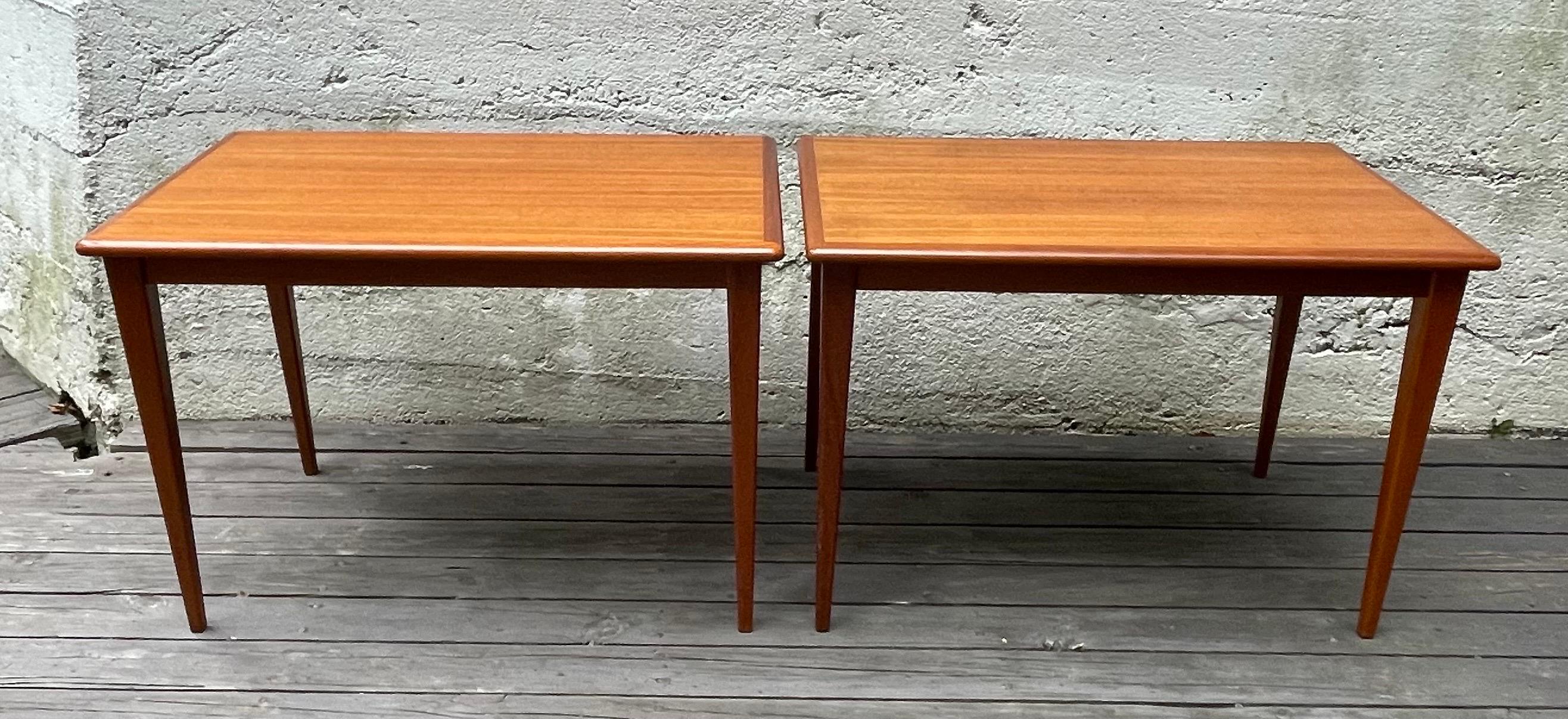 Danish Pair of Mid-Century Modern Teak Side Tables or End Tables, Denmark, 1960's For Sale