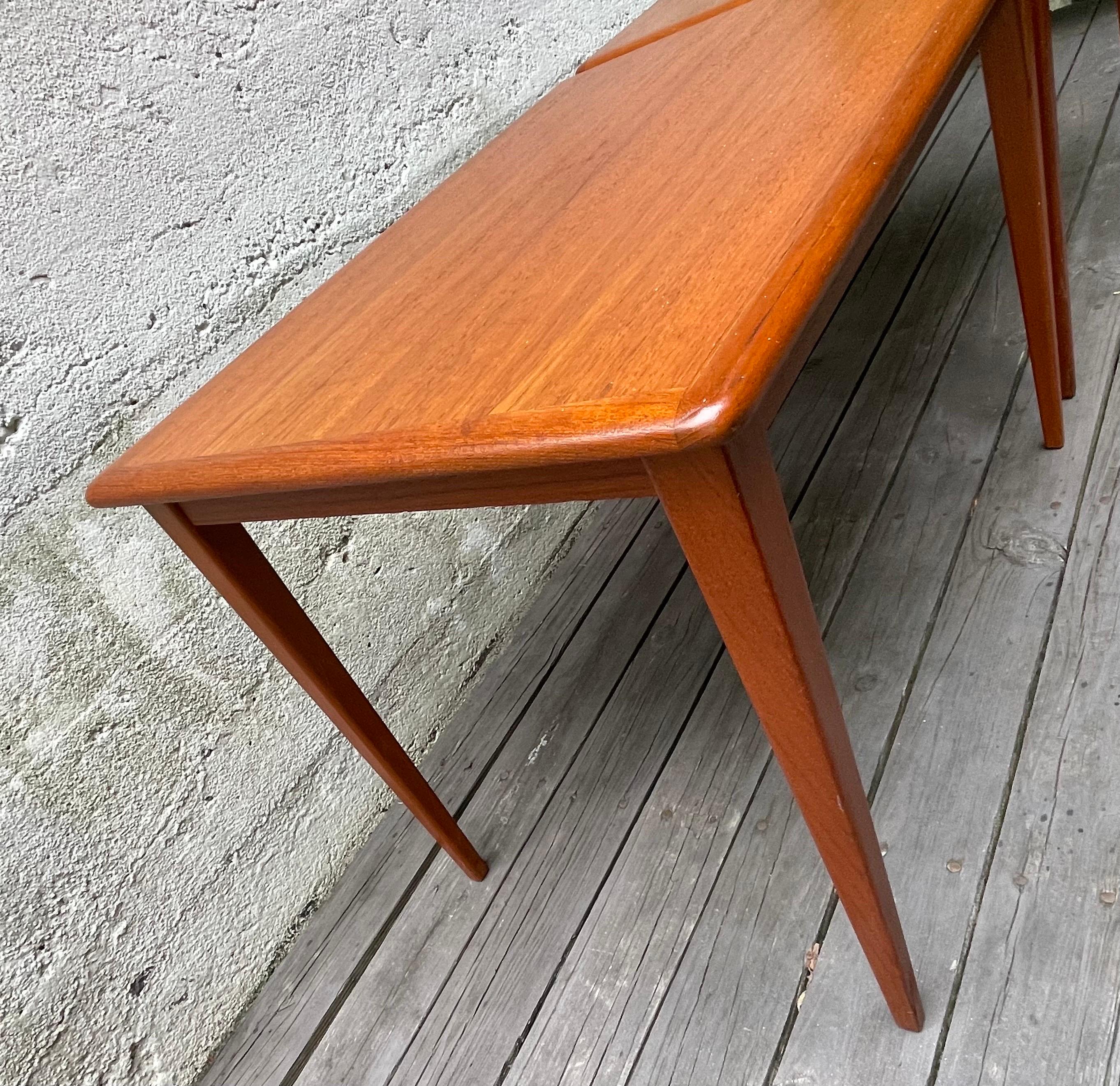 Pair of Mid-Century Modern Teak Side Tables or End Tables, Denmark, 1960's For Sale 2