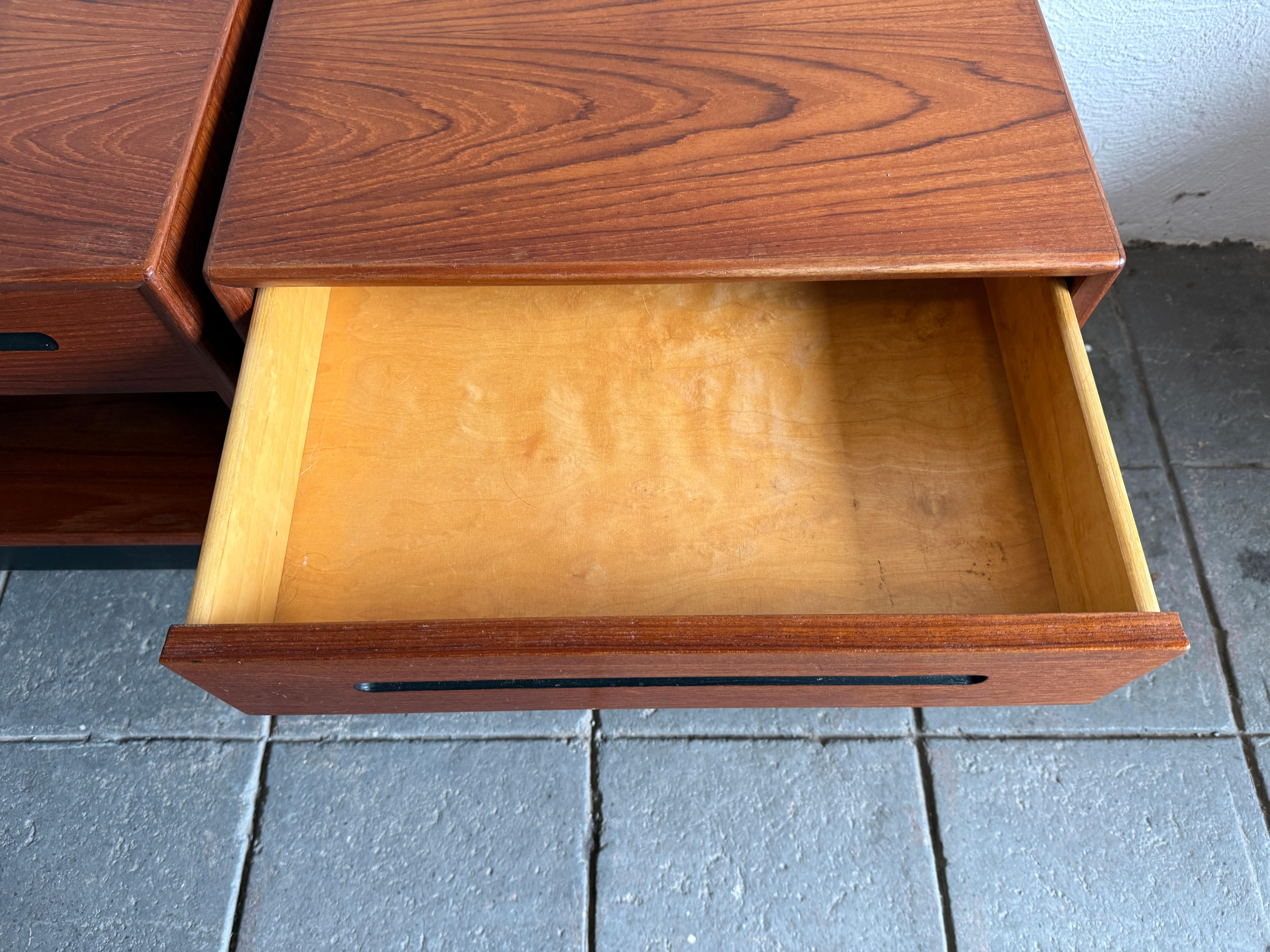 Mid-20th Century Pair of Mid Century Modern Teak single drawer nightstands by Westnofa Norway For Sale