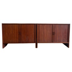 Vintage Pair of Mid century modern teak tabour door Credenzas by Hans Wegner