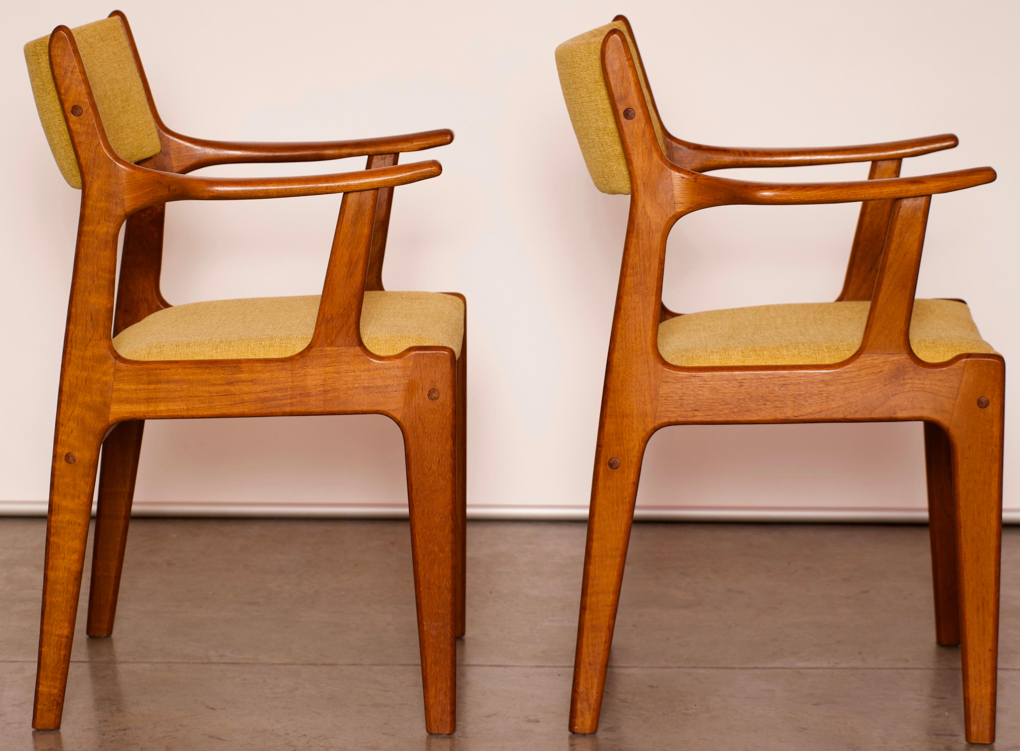 Pair of Mid-Century Modern Teak Wood Armchairs 2
