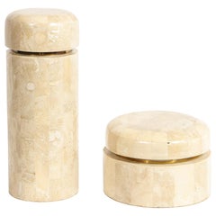 Pair of Mid-Century Modern Tessellated Stone Boxes by Maitland Smith