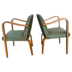 Pair of Mid-Century Modern Thonet Bentwood Birch Arm Chairs
