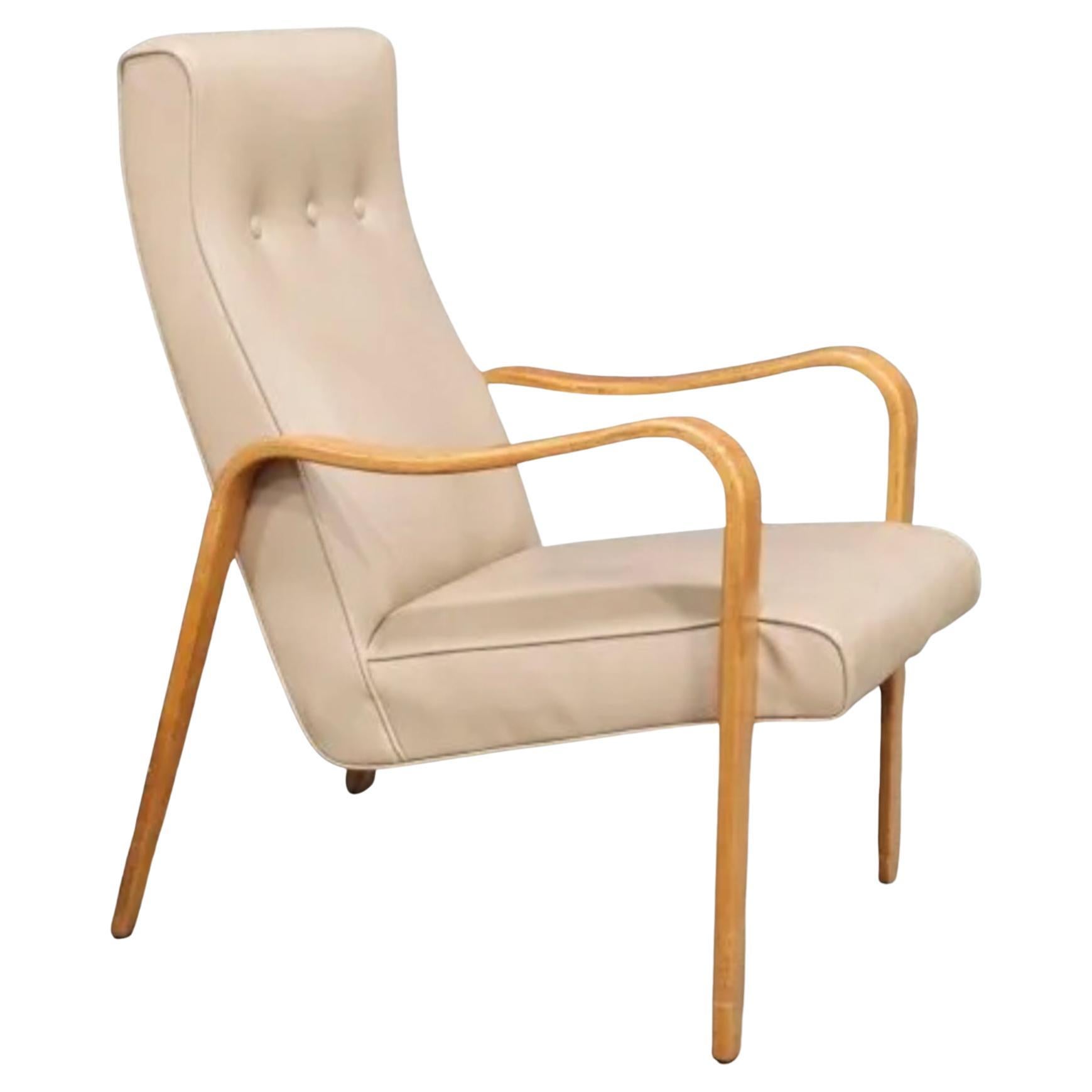 Mid-Century Modern Paire de fauteuils de salon Thonet en bois courbé et bouleau, modernes, du milieu du siècle dernier Tan en vente