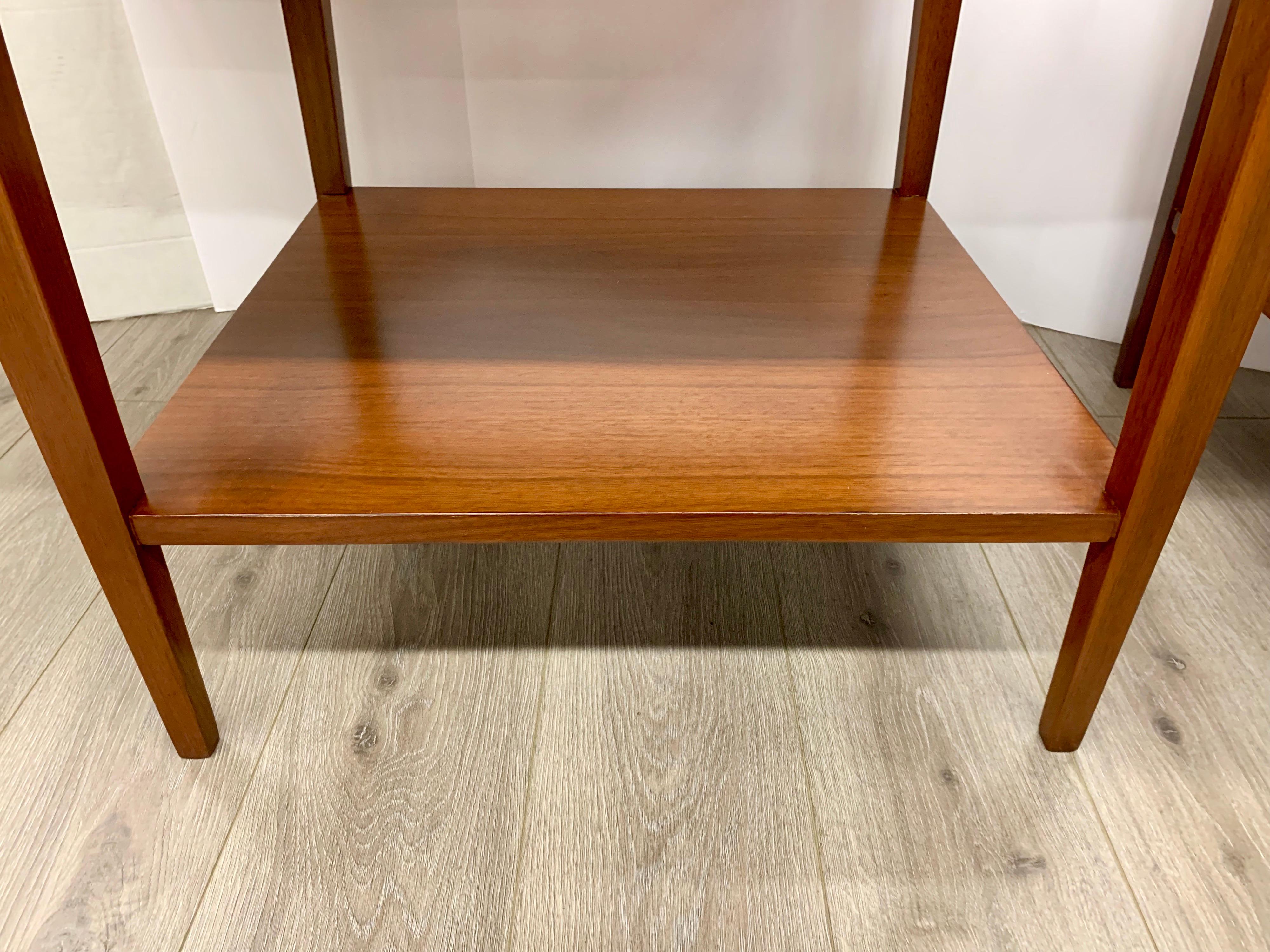 Pair of Mid-Century Modern Tile Top Walnut End Tables 1