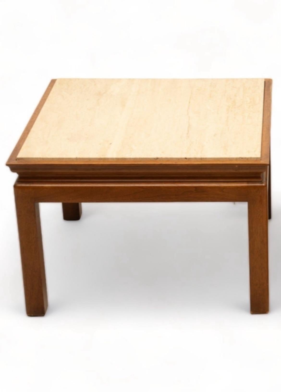 Mid-Century Modern Pair of Mid Century Modern travertine end Tables by Widdicomb For Sale