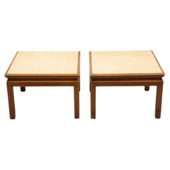 Used Pair of Mid Century Modern travertine end Tables by Widdicomb
