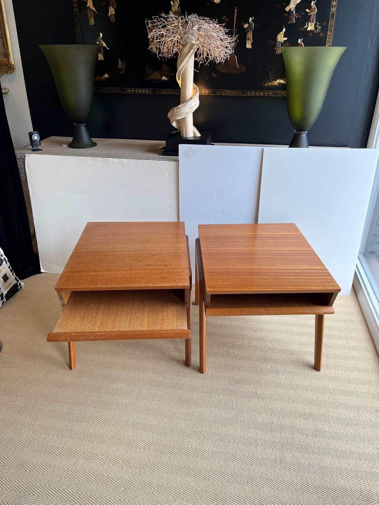 Pair of Mid-Century Modern Tray Side Table Designed by John Keal  For Sale 1