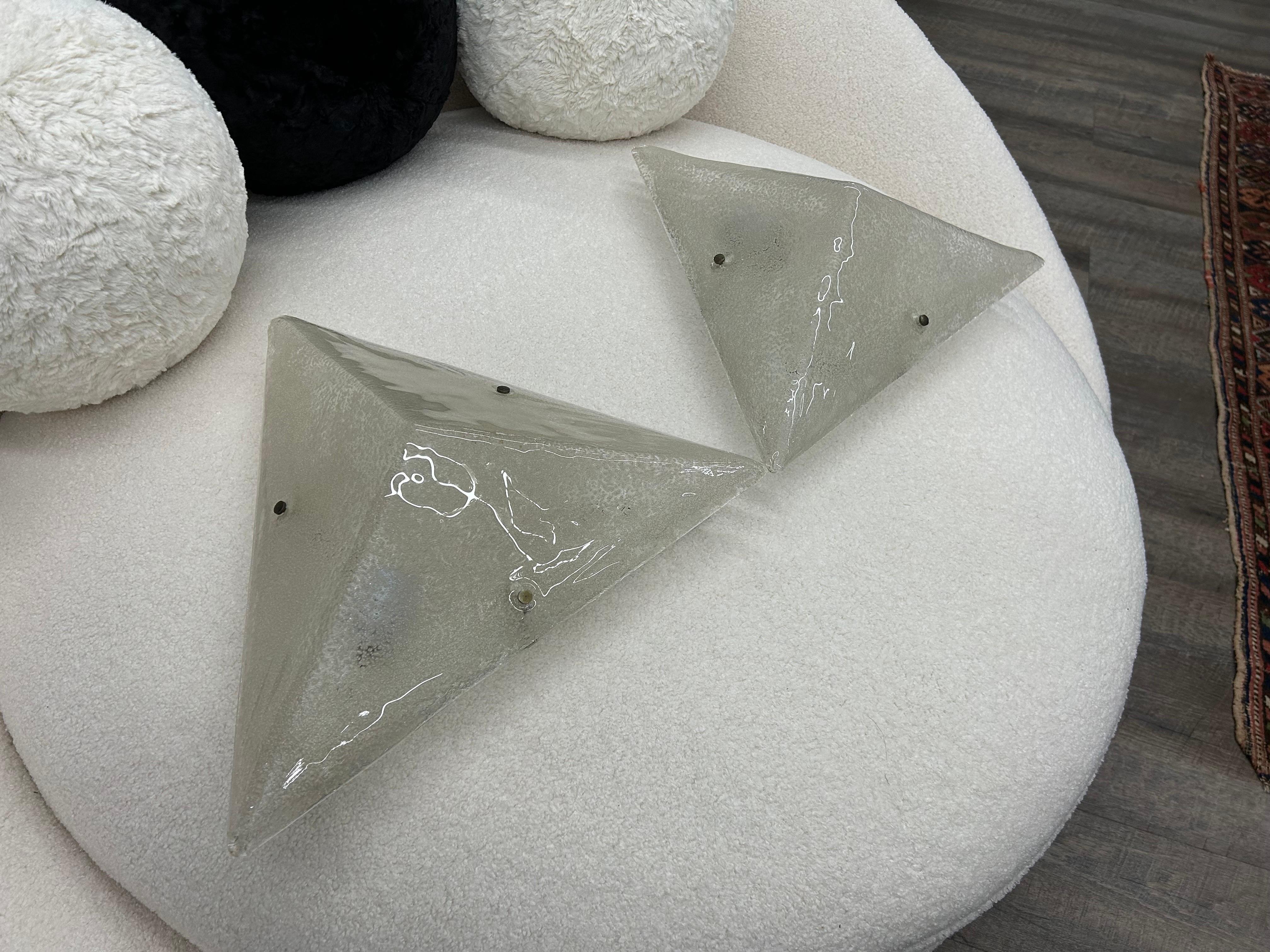 Italian Pair Of Mid Century Modern Triangular Murano Sconces