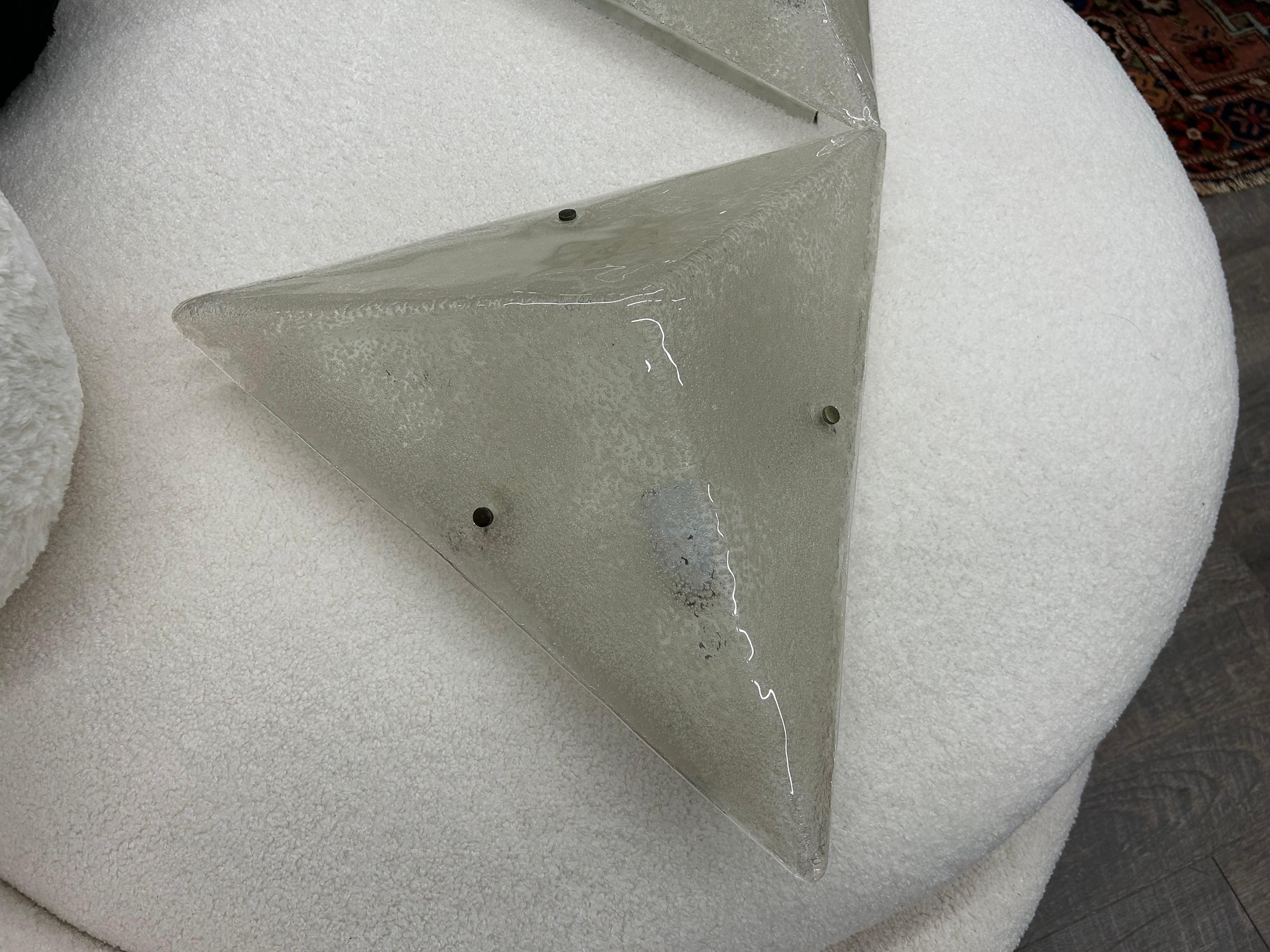 Pair Of Mid Century Modern Triangular Murano Sconces In Good Condition For Sale In Houston, TX
