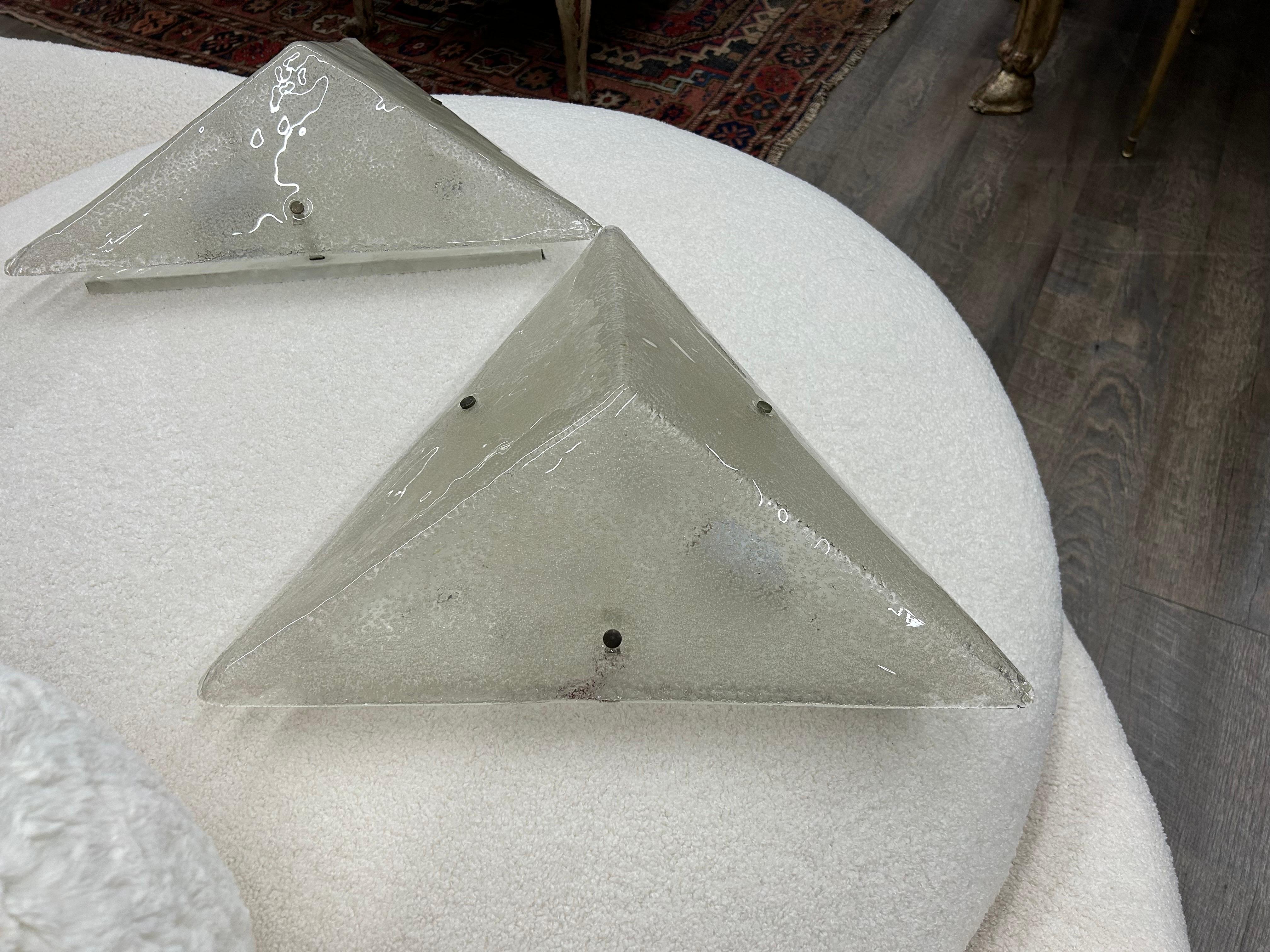 Mid-20th Century Pair Of Mid Century Modern Triangular Murano Sconces For Sale