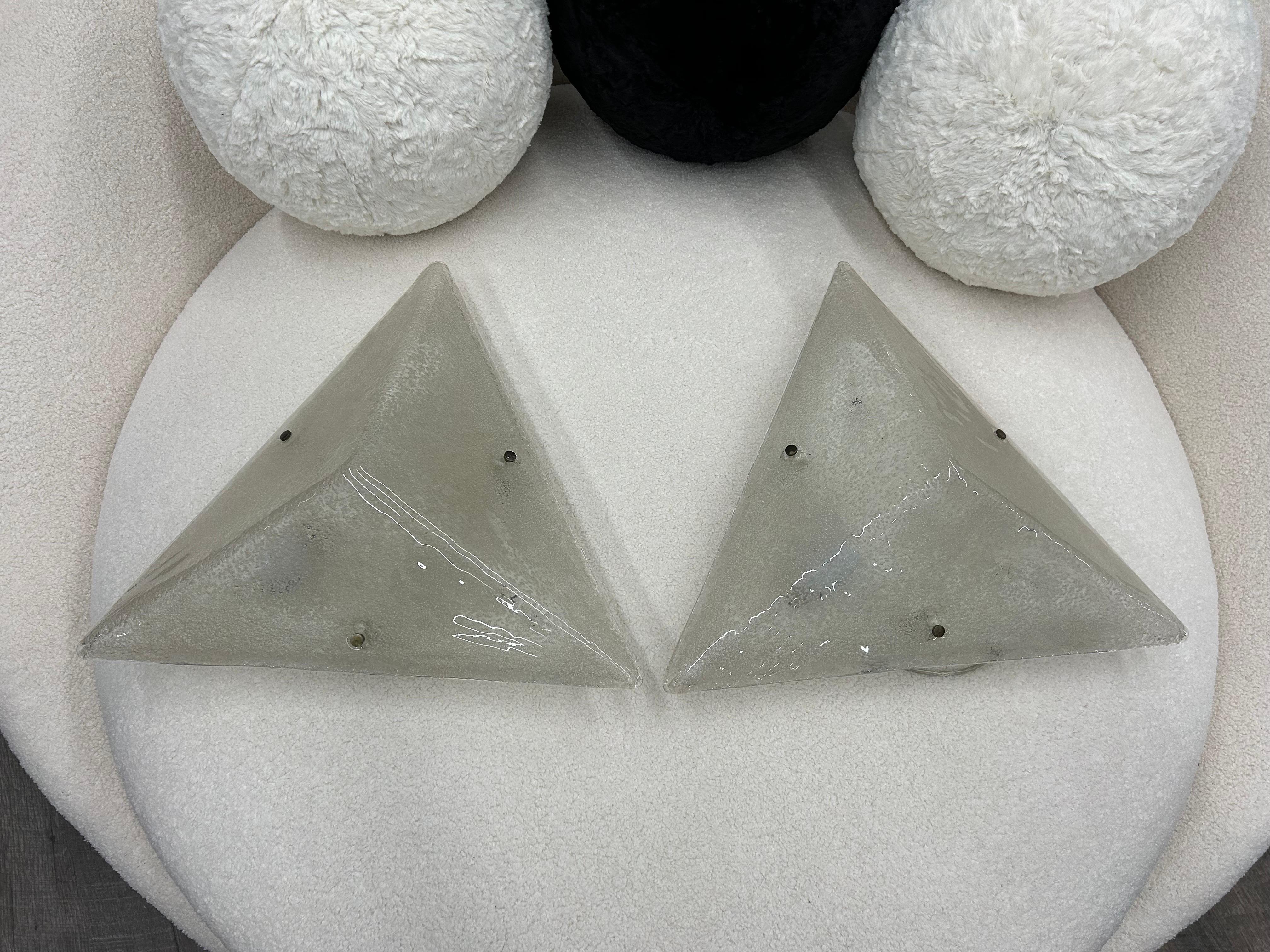 Pair Of Mid Century Modern Triangular Murano Sconces For Sale 2