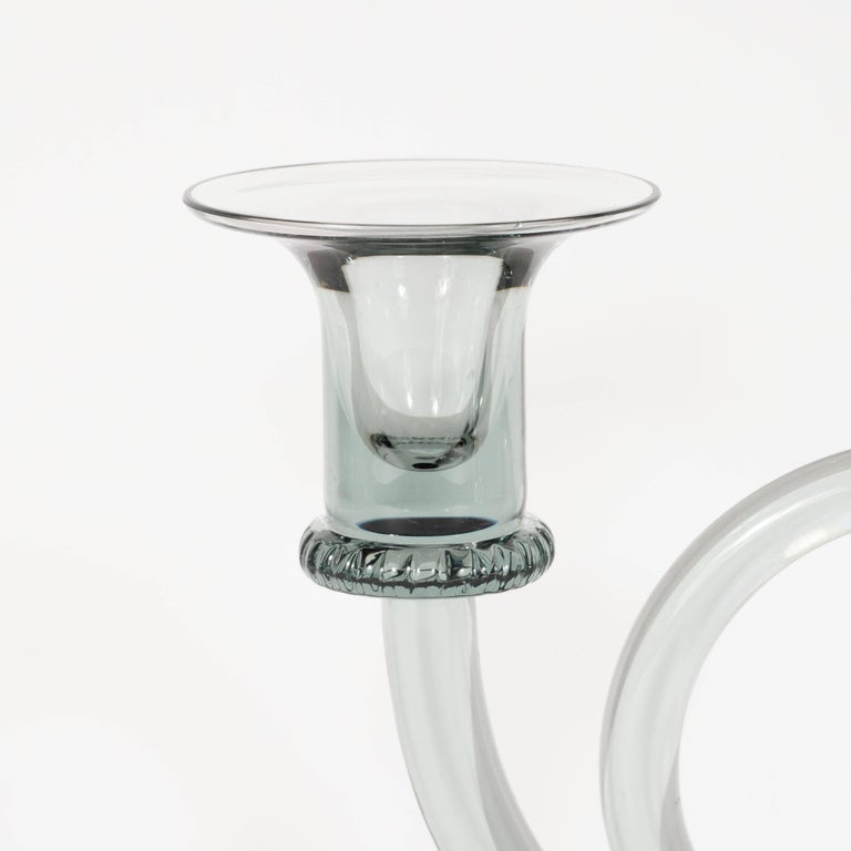 Pair of MidCentury Modern Trumpet Form Smoked Grey Clear Glass