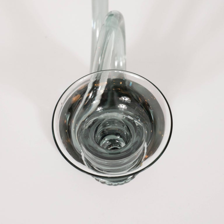 Pair of MidCentury Modern Trumpet Form Smoked Grey Clear Glass