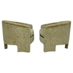 Pair of Mid Century Modern Tub Chairs in Cheetah Print Velvet