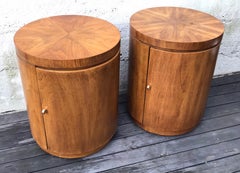 Pair of Mid-Century Modern Tubular Round Side Tables by Drexel