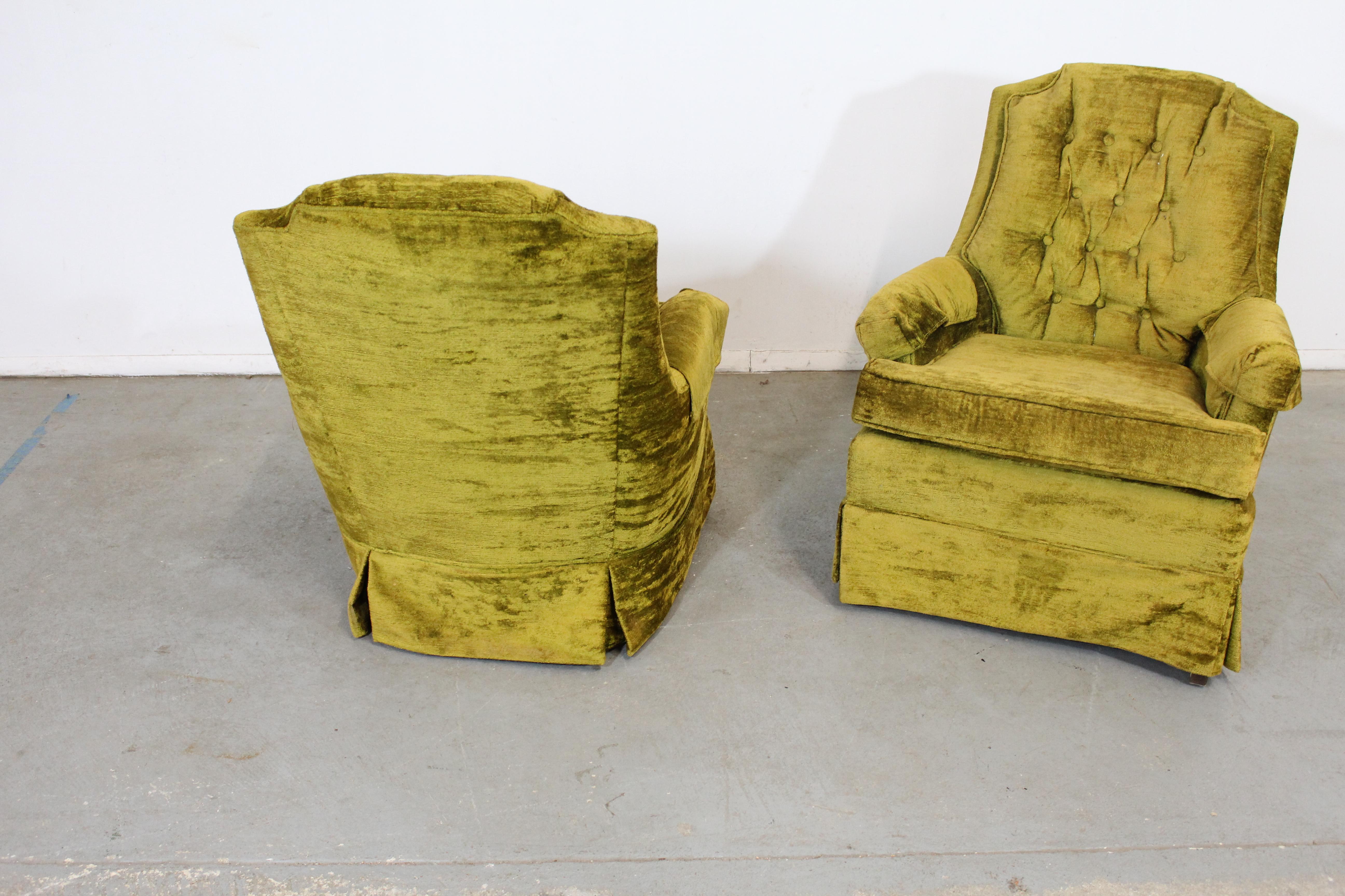 Pair of Mid-Century Modern Tufted Back Club Chairs 1
