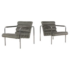 Pair of Mid-Century Modern Tufted Lounge Chairs