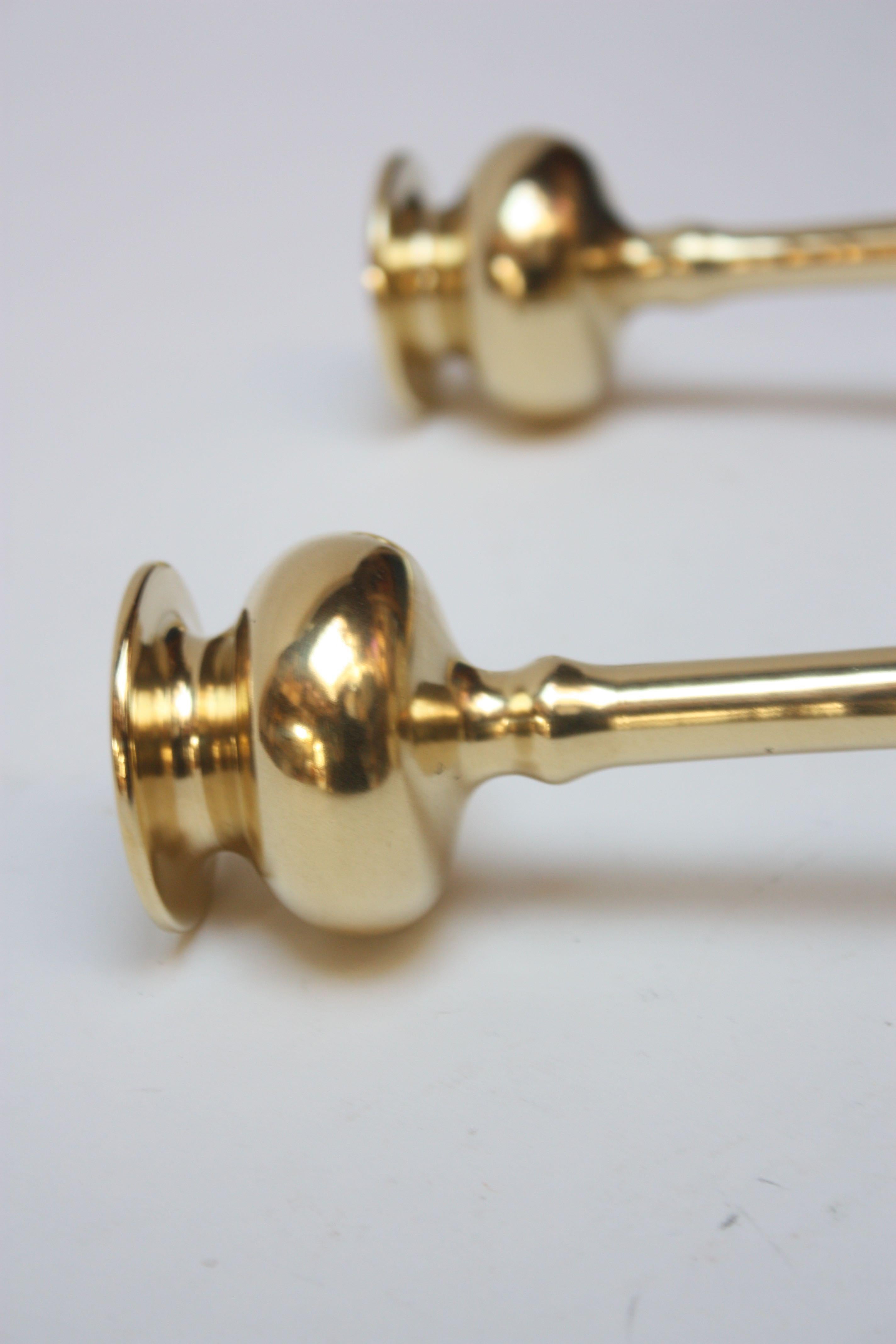 Pair of Mid-Century Modern Turned Brass Candlesticks after Jarvie 1