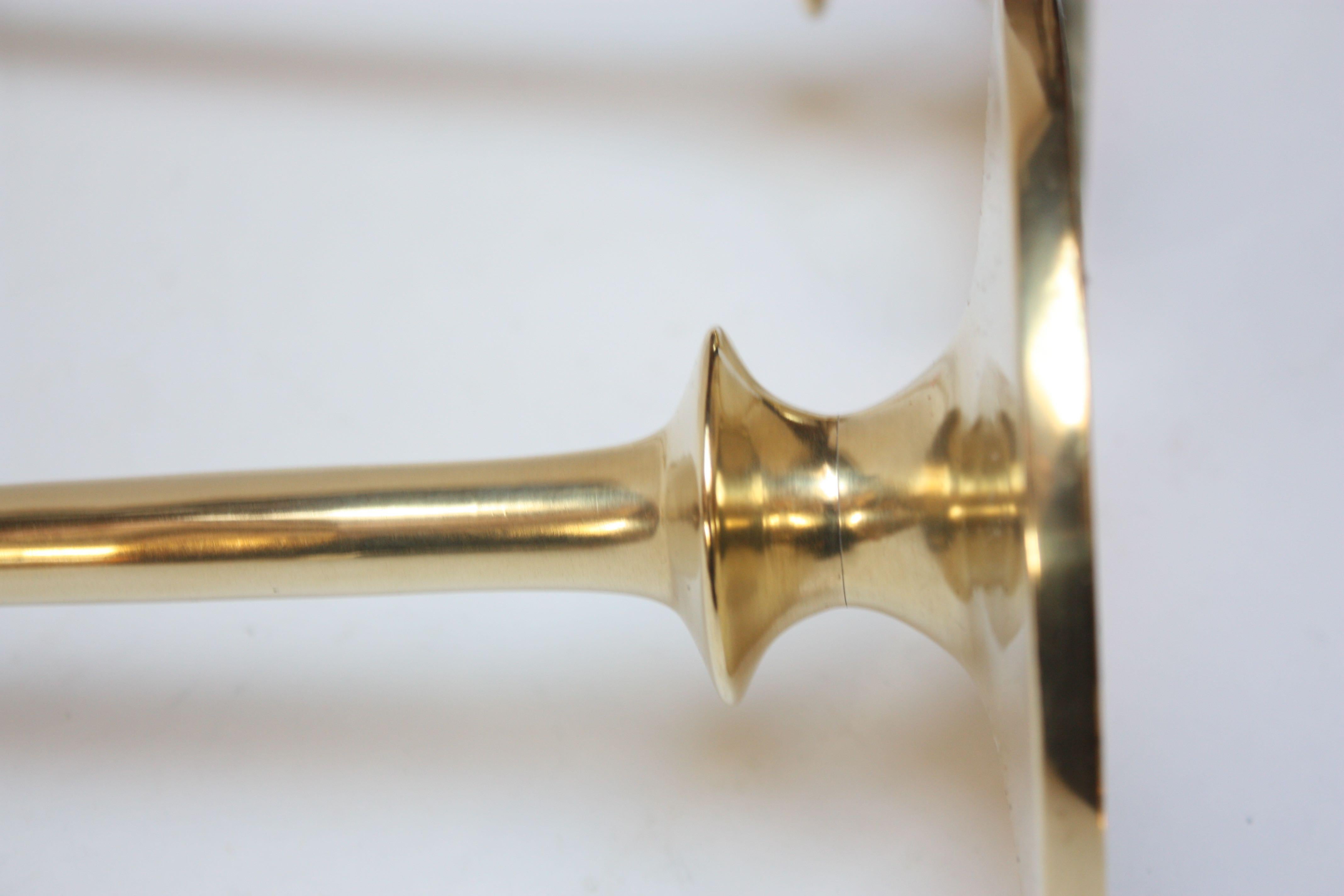 Pair of Mid-Century Modern Turned Brass Candlesticks after Jarvie 2