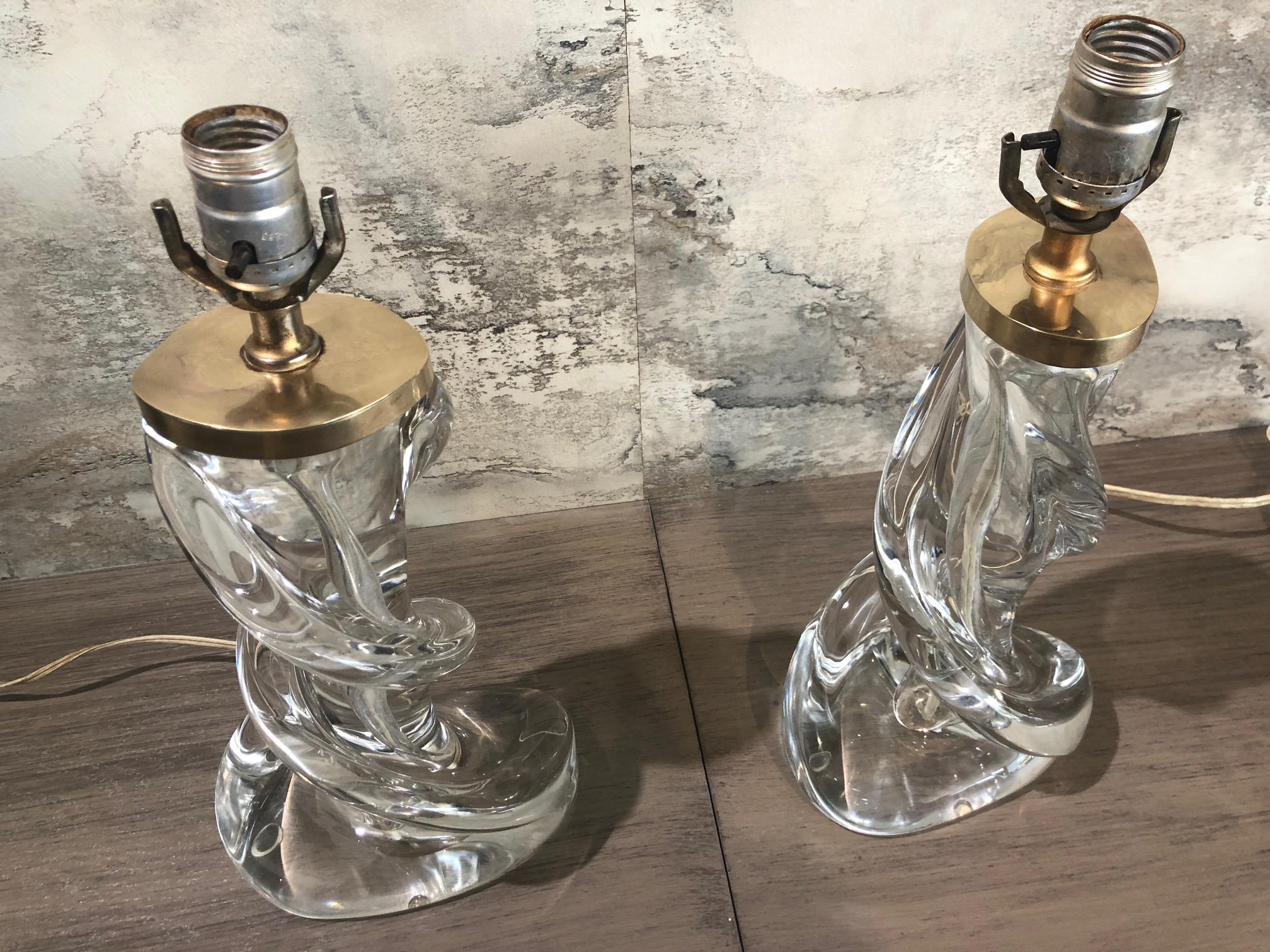 Pair of Mid-Century Modern Twist Murano Glass Table Lamps In Good Condition In San Pedro Garza Garcia, Nuevo Leon