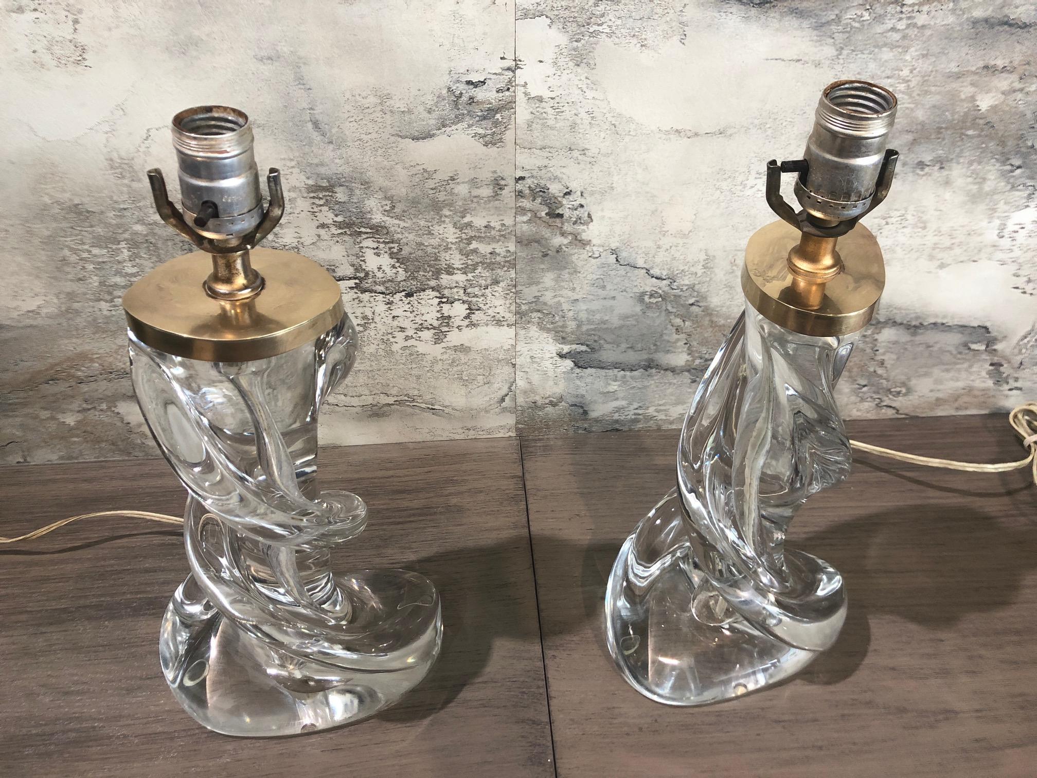 Pair of Mid-Century Modern Twist Murano Glass Table Lamps 1