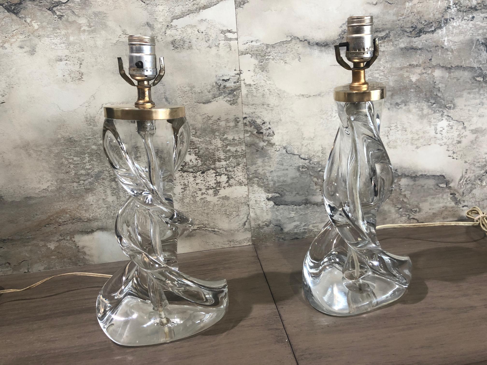 Pair of Mid-Century Modern Twist Murano Glass Table Lamps 2