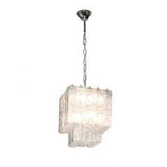 Paire de lustres Tronchi à deux étages en verre de Murano, de style mi-siècle moderne, par Venini