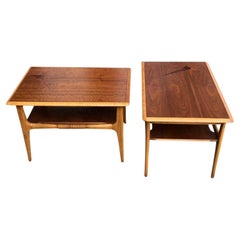 Pair of Mid-Century Modern Two-Toned Side End Tables with Shelf