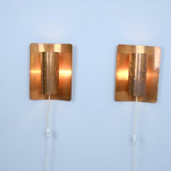 Pair of Mid-Century Modern Tynell Style Perforated Copper Scones, Finland 1950